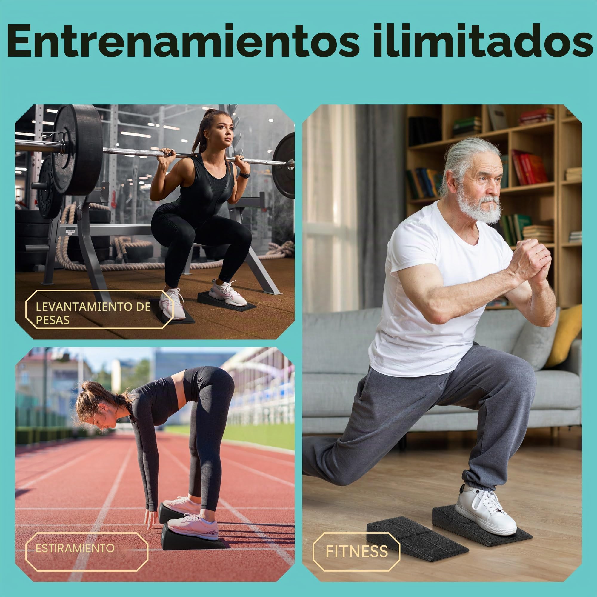 ZocoSquat Cuñas para Sentadillas – Inclinación Ajustable (8.5° y 17°) – Mejora la Profundidad de la Sentadilla, Movilidad del Tobillo y Seguridad Articular – Tabla Inclinada Ligera de Espuma EPP
