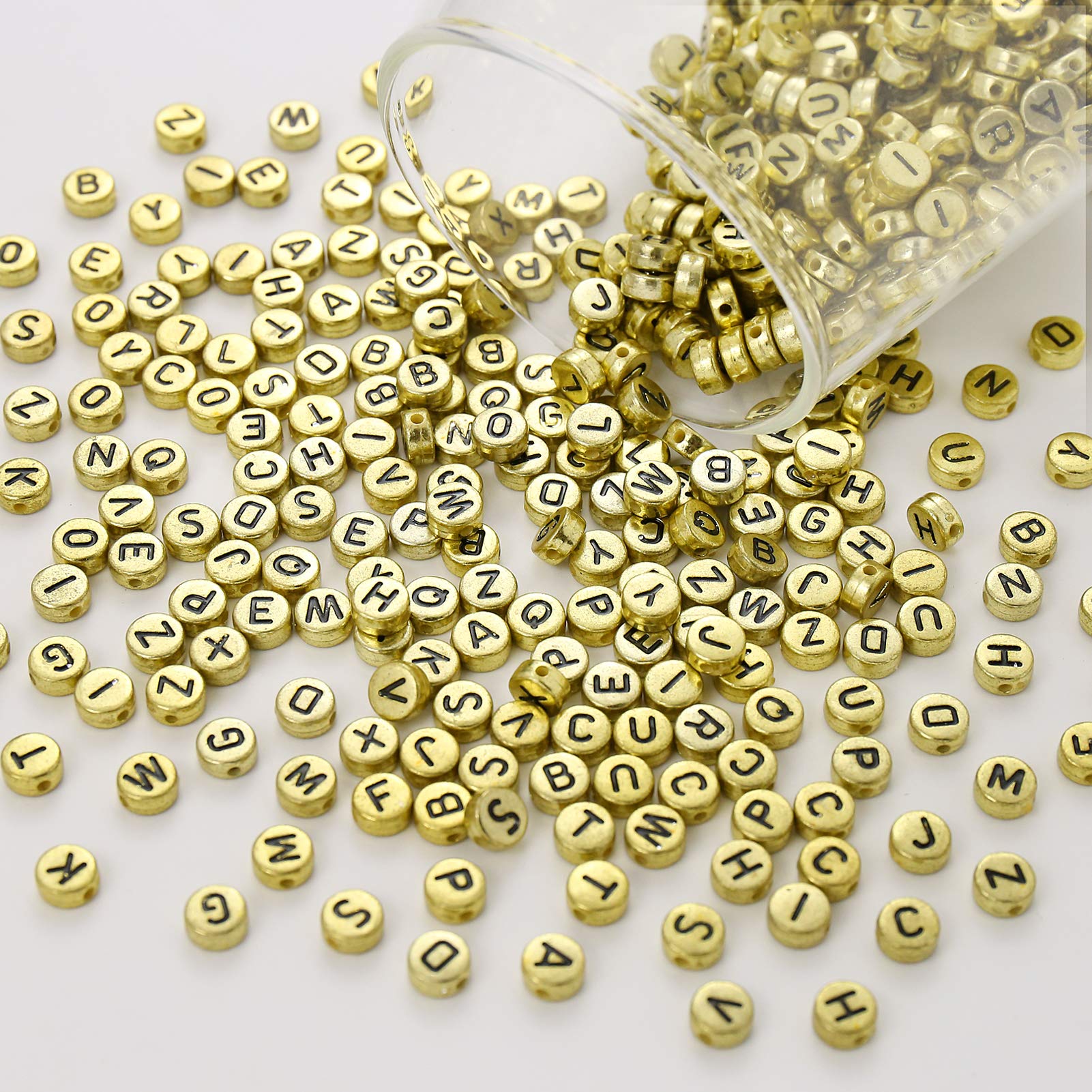 ToBeIT 1000Pcs Gold Round Letters Beads Acrylic Alphabet A-Z Round Beads Gold Craft Beads, for Jewelry Making Bracelets - Image 2