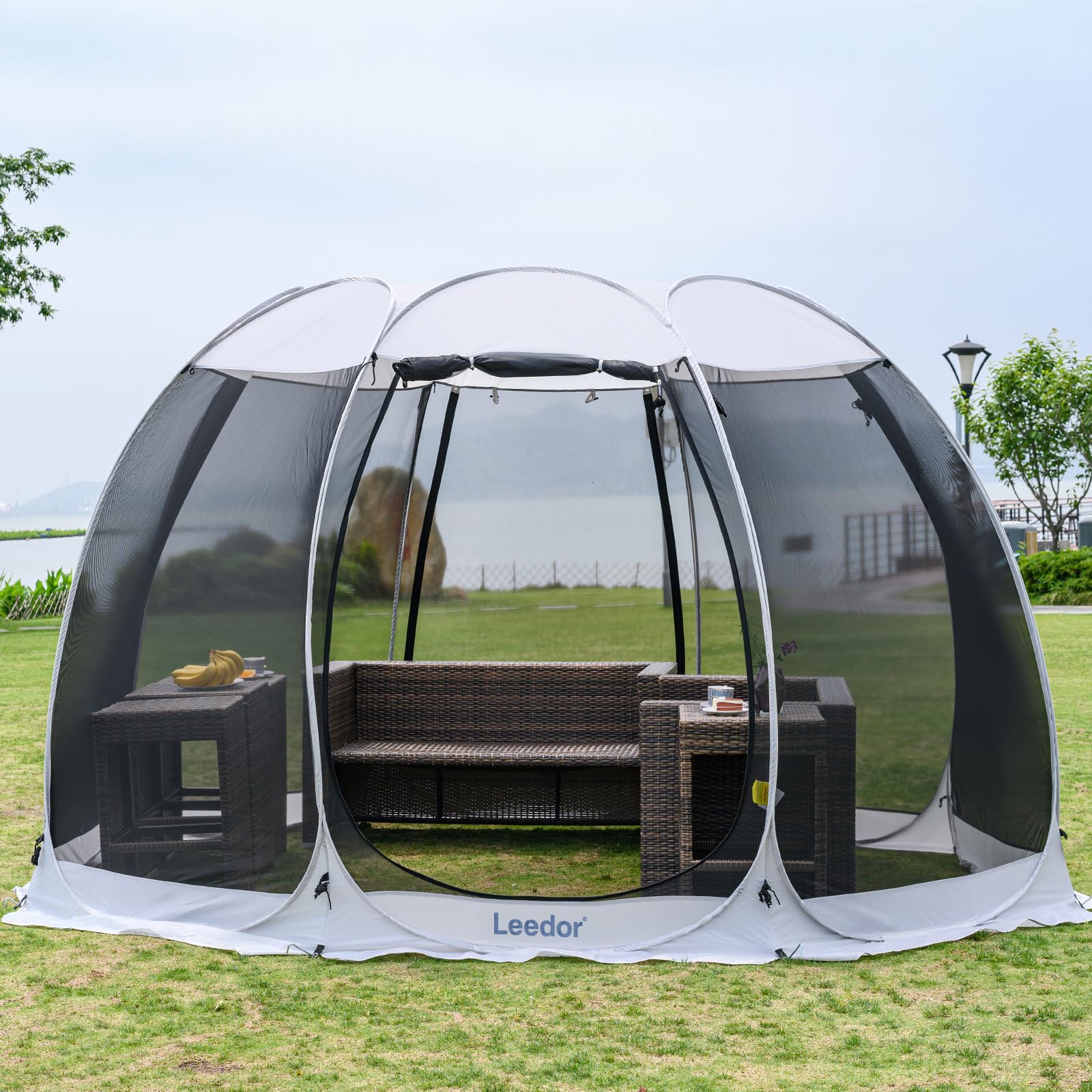 LEEDOR Pop Up Screen House, 6-10-15 Person Outdoor Screen Tent，Camping Screen Room with Carry Bag, Screened Gazebo with Mosquito Netting, Instant UV