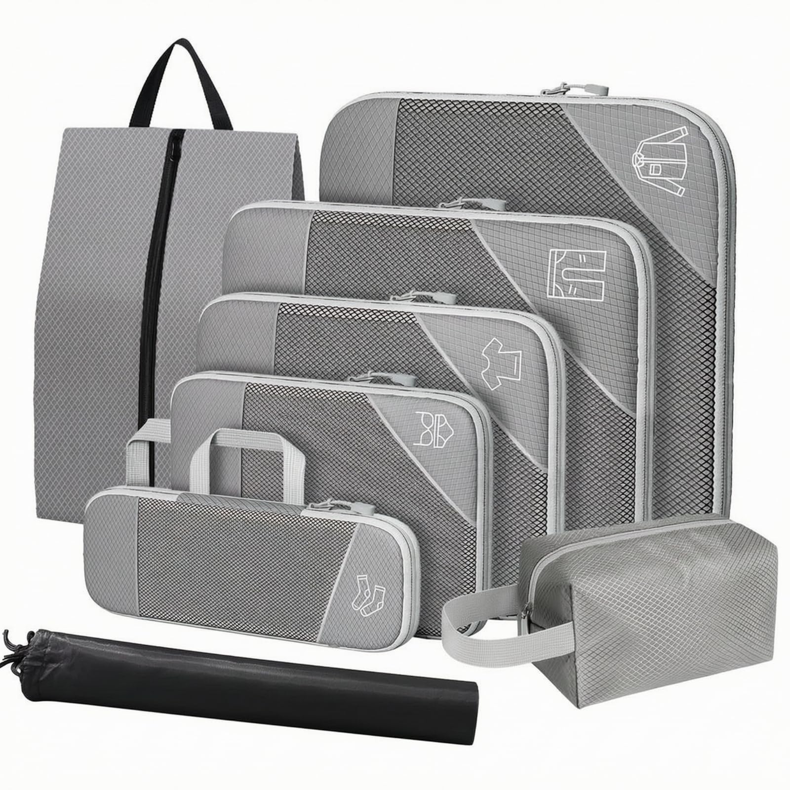 8 è Organiteur Valise En Nylon Resrant Eemble D'organiteurs Déplacement Poche à Chaussures Compact pr,