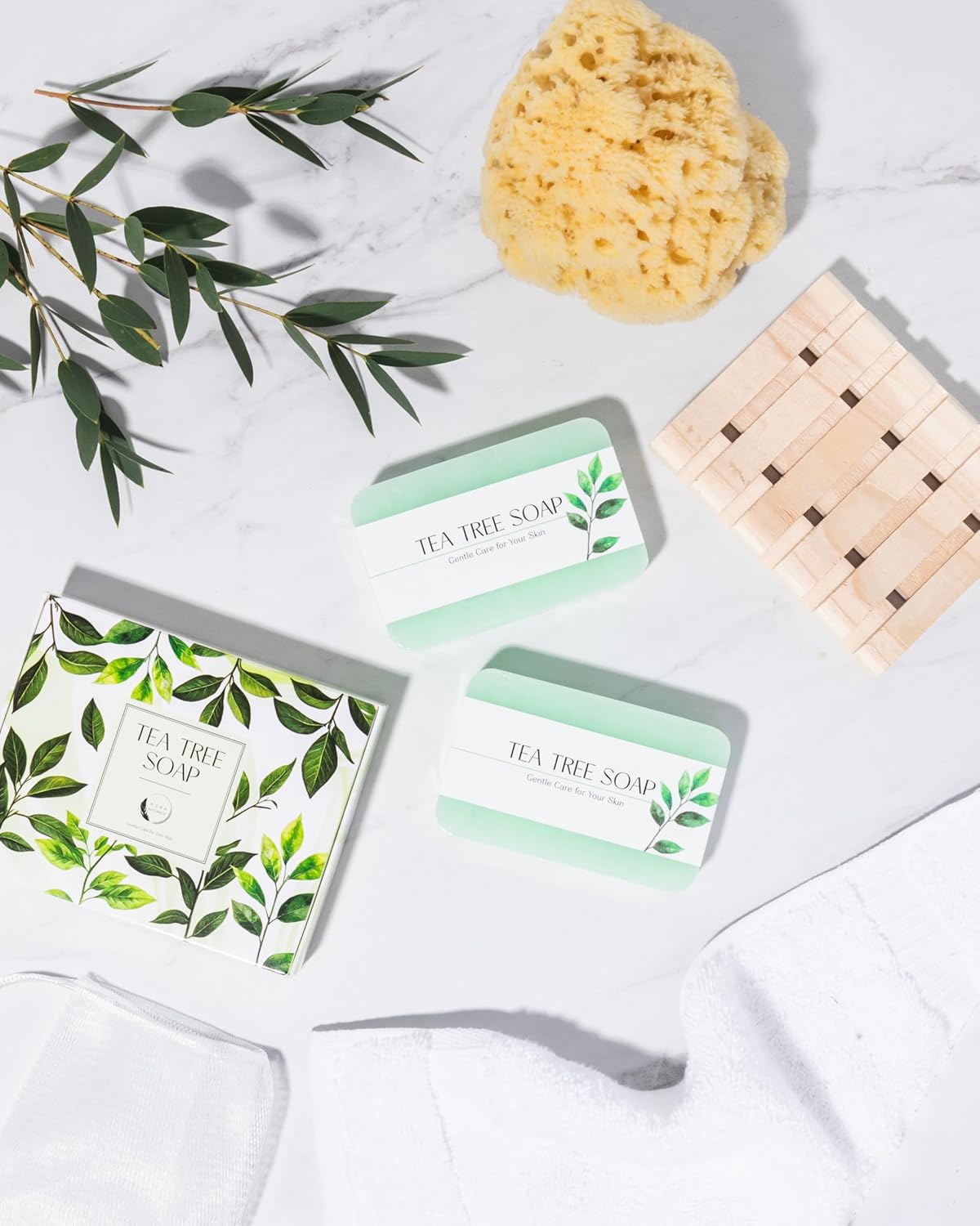 Aura Naturals Tea Tree Soap Bar - Set of 2, Natural Soap Bar for Face & Body Wash, Tea Tree Oil Soap with Anti Fungal Properties for Body Itching Acne Athlete's Foot Folliculitis 3 81VoaqX9NQL. AC SL1500