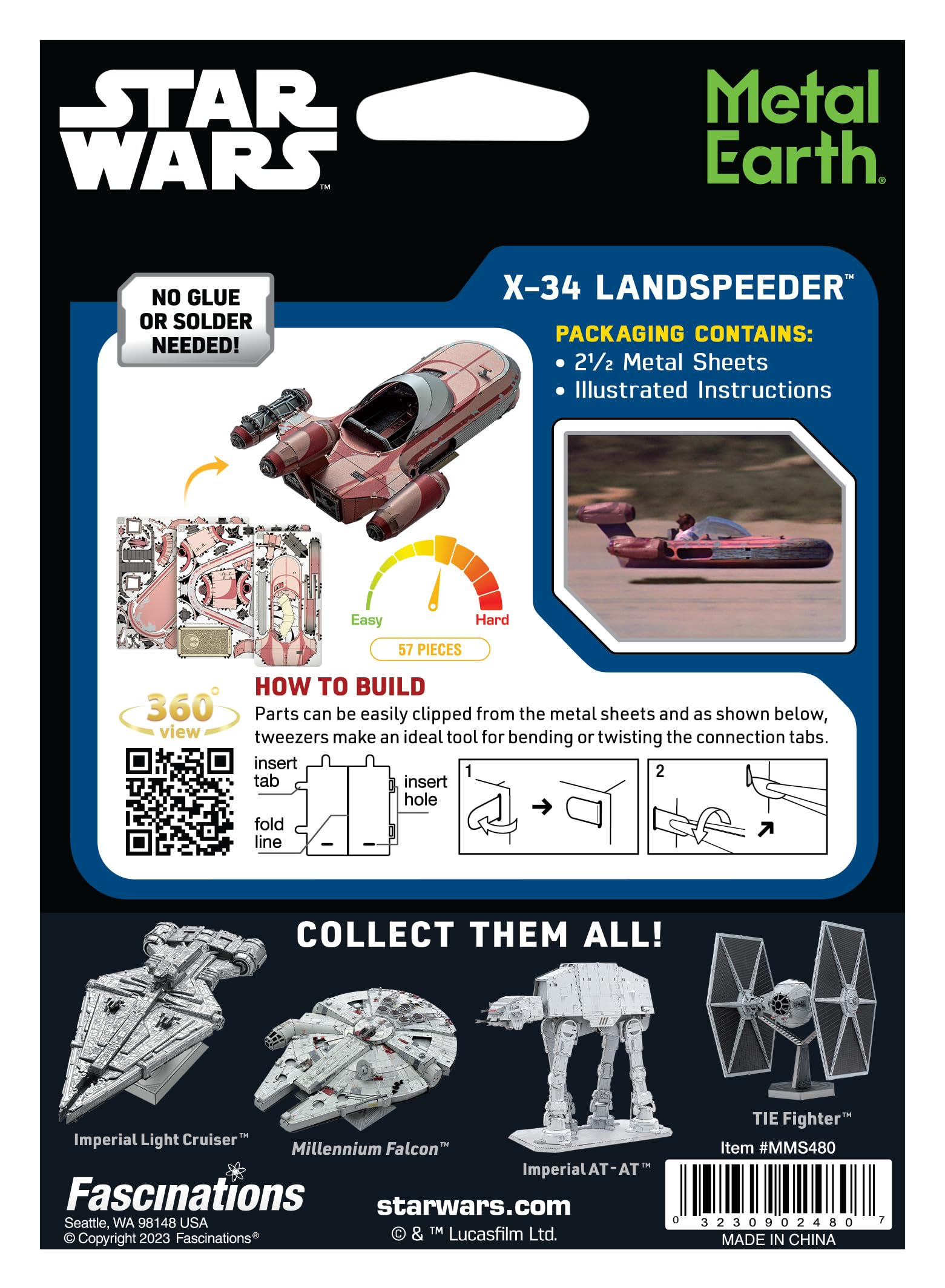 Metal Earth Star Wars X-34 Landspeeder 3D Metal Model Kit Fascinations - Image 9