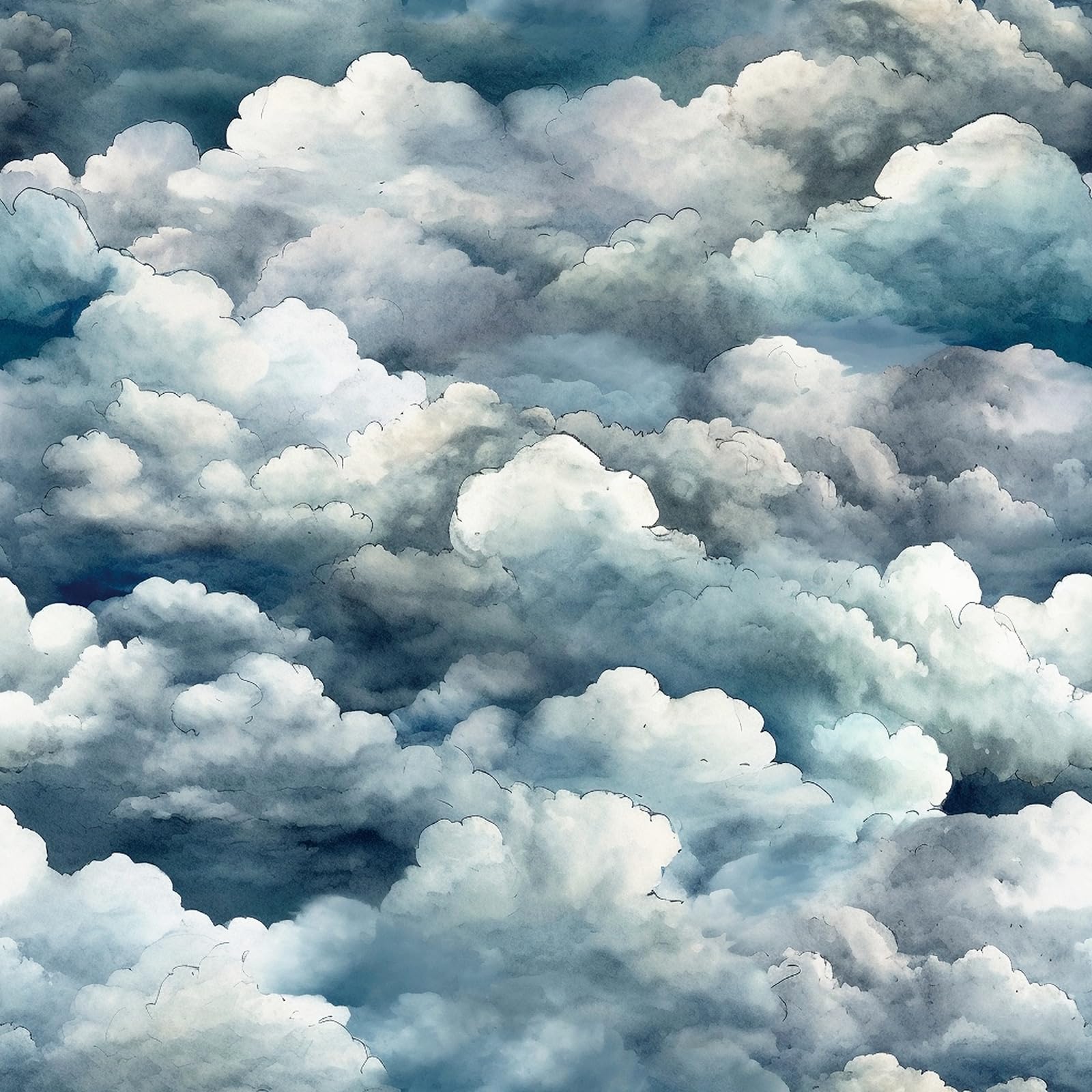 FunStick Cloud Wallpaper Mural Peel and Stick Dark Blue Storm Clouds Patterned Vinyl Wrap Kids Bedroom Dark Sea of Clouds Wallpaper Self Adhesive for Walls Bathroom Sticky Back Plastic Blue 44.5CM×3M