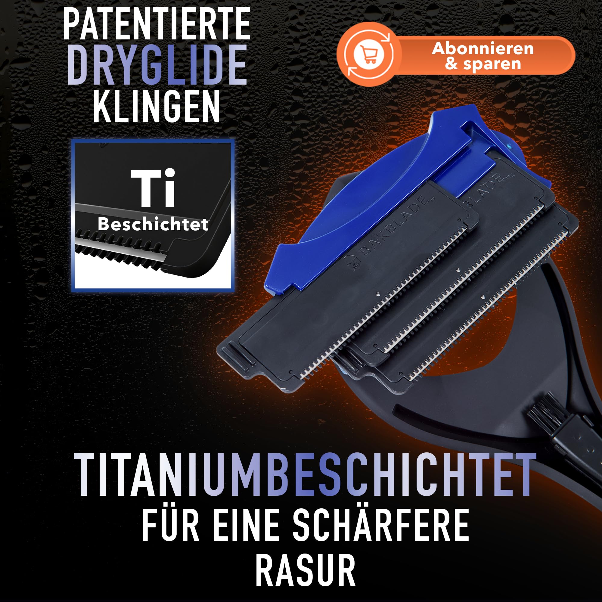 BakBlade 3.0 Stealth – Rückenrasierer für Herren, Extra Langer, Ergonomischer Griff für eine Gründliche, Schmerzfreie Rasur | Ultimativer Rückenhaarentferner für Herren, +3 Ersatzklingen