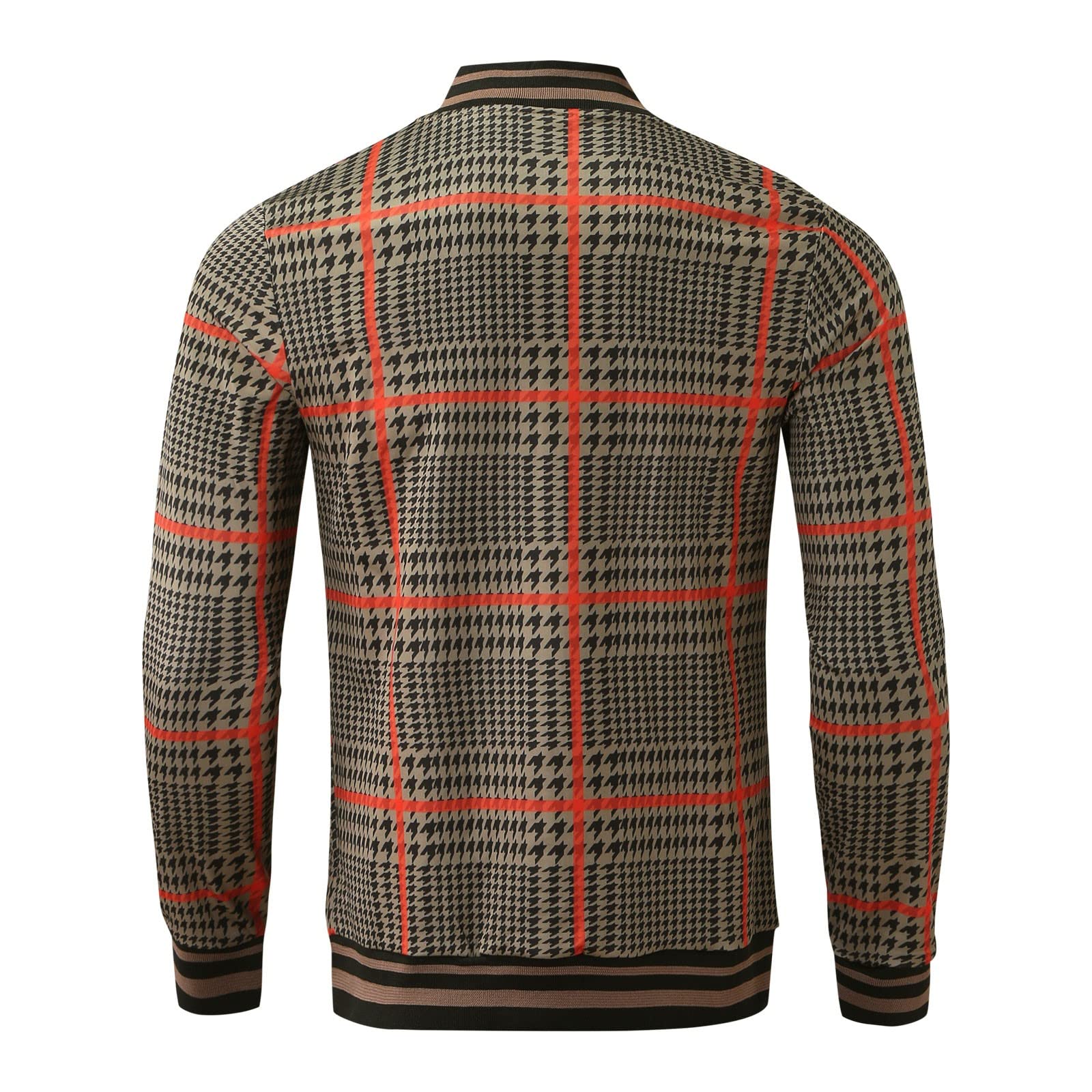 Conjunto de Pantalones con Bolsillo con cordón y Bolsillo con Cremallera de Dos Piezas a Cuadros Informales para Hombre Trajes De Hombre 1