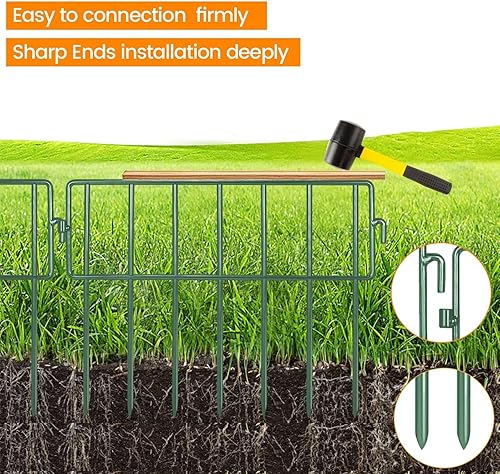 Miniatura 5 de Adavin Valla de barrera de animales verdes, paquete de 28 unidades de 12 pulgadas de largo x 10 pulgadas de alto, valla decorativa de jardín sin
