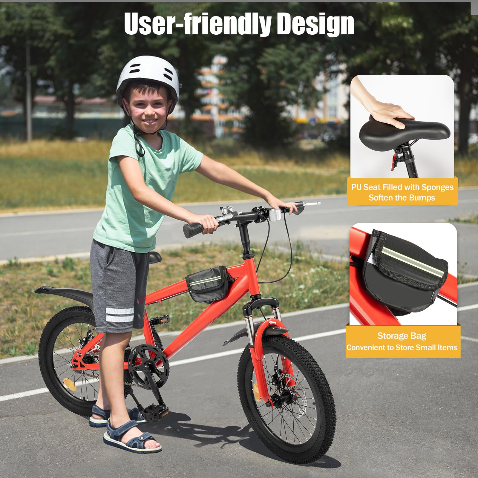 Vélo Enfant 18 Pouces Rose - VTT/cruiser Avec Garde-boue, Réflecteurs, Pour Filles Et Garçons 1,25-1,4m - 5