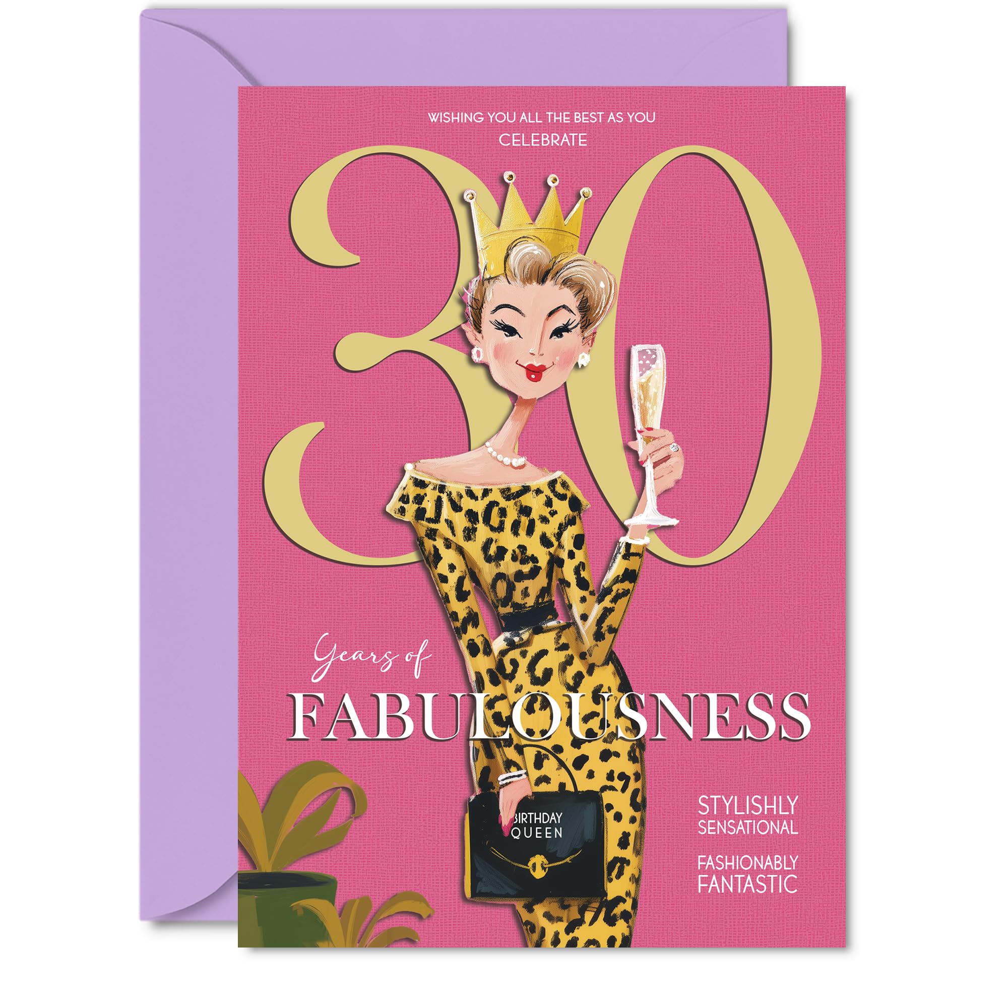 30th Birthday Cards for Women - Years Of Fabulousness - Happy Birthday Card for 30 Year Old Woman Sister Colleague Neighbour Wife, 5x7 Inch Bday Greeting Cards