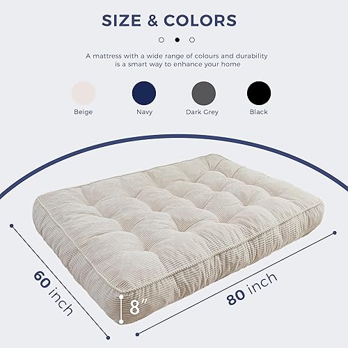 Miniatura 2 de MAXYOYO Colchón futón de 8 pulgadas, tamaño Queen, sofá cama ultra grueso, sofá cama copetudo, colchón de piso para adultos, relleno de espuma