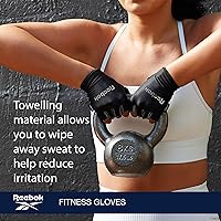 Vista 5 de Reebok Classic Fingerless Gloves Lightweight Fitness & Weight Lifting Gloves for Training