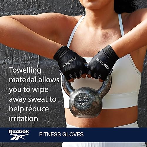 Miniatura 5 de Reebok Guantes clásicos sin dedos ligeros para entrenamiento y levantamiento de pesas