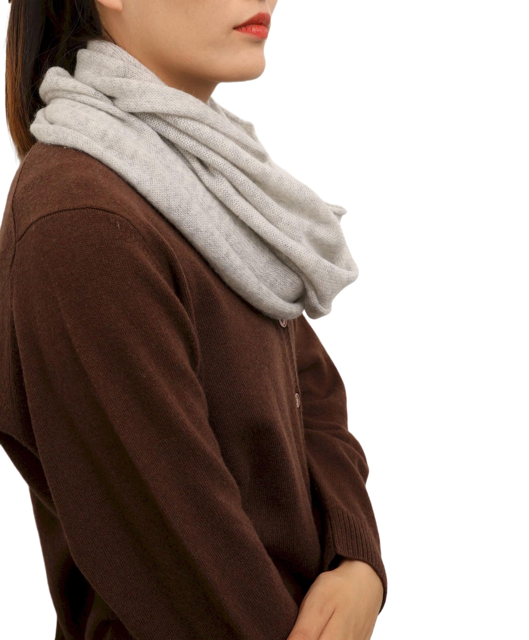 XL 100% Kaschmir-Wolle Unisex Loop Schal Cashmere Rundschal Strick-Schal Winter Rund-Halstuch Damen Herren Schlauch-Schal