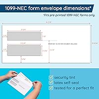 Vista 3 de Blue Summit 50 Formularios 1099 NEC 2025 con Sobres, 50 Formularios de Impuestos 1099 NEC 2025, Kit de 4 Piezas, Compatible con QuickBooks