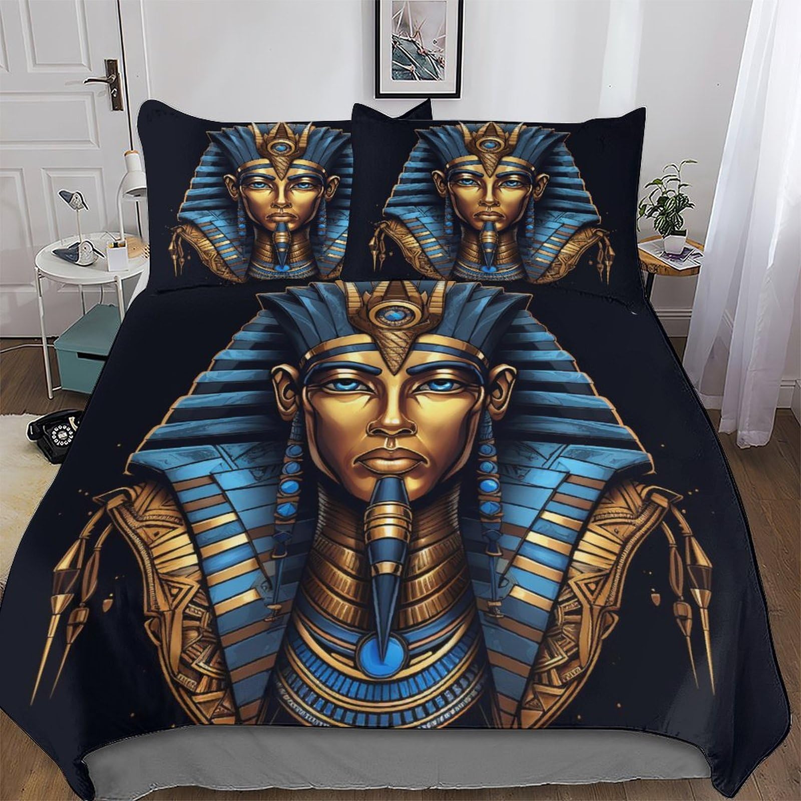 Housse de couette égypte 3D 200x200cm zippée lavable et facile à enfiler