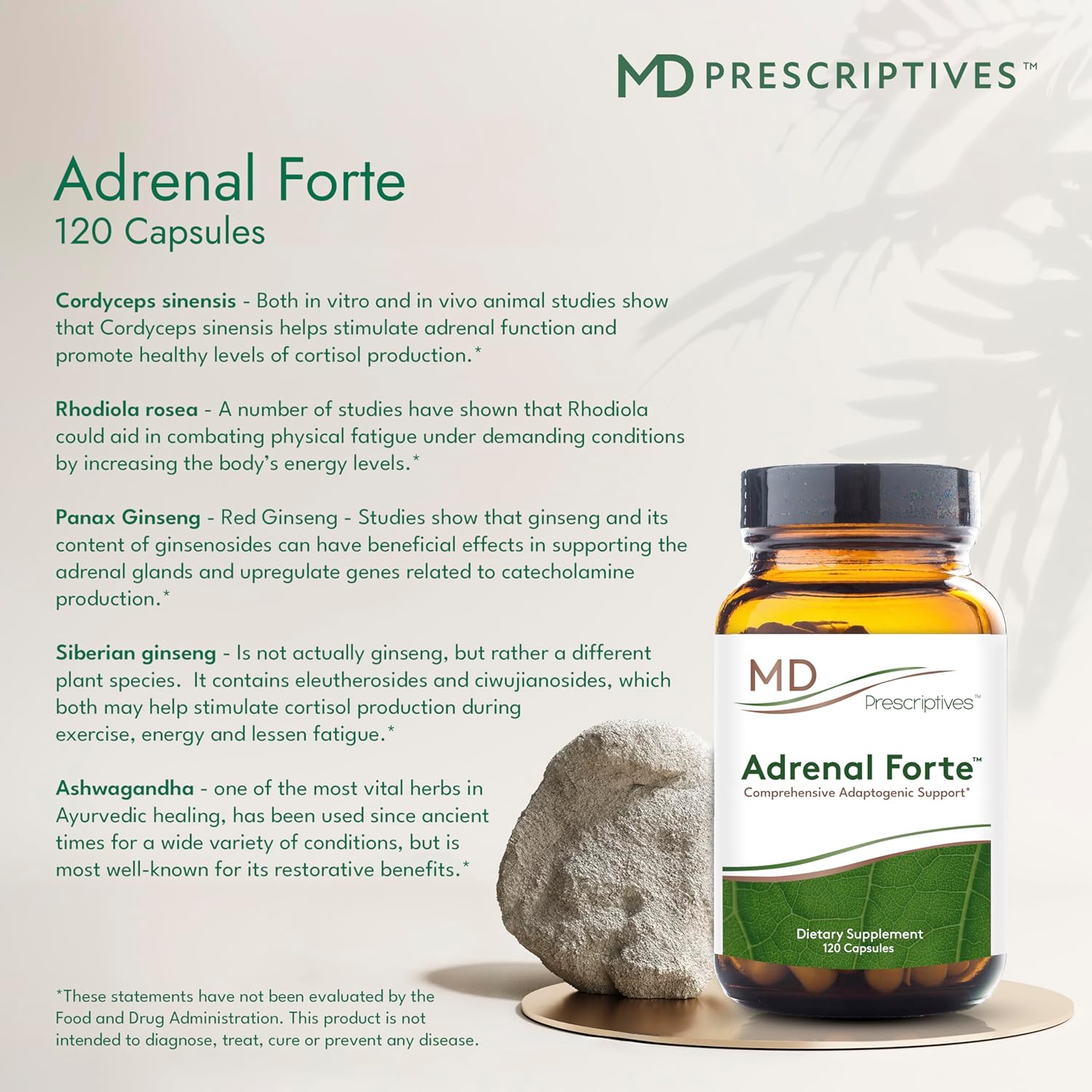 MD Prescriptives - Adrenal Forte - Adrenal Support Supplement* with Ashwagandha & Rhodiola - 120 Capsules