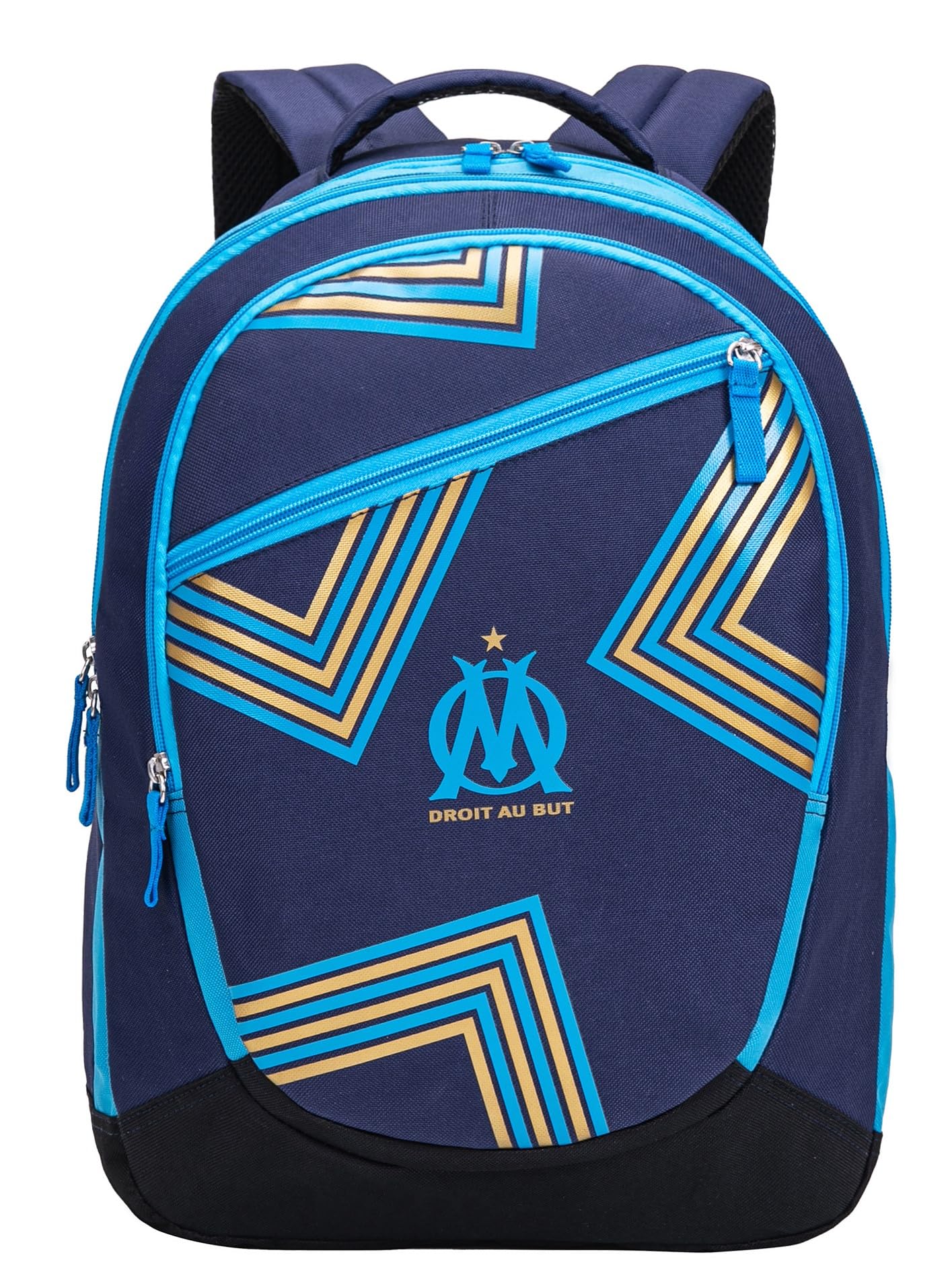 Olympique de Marsella - Mochila escolar con 3 compartimentos para colección oficial – azul, 32 x 45 x 16 cm, poliéster, unisex, Ligue 1, bandolera, mochila, azul, 32 x 45 x 16 cm