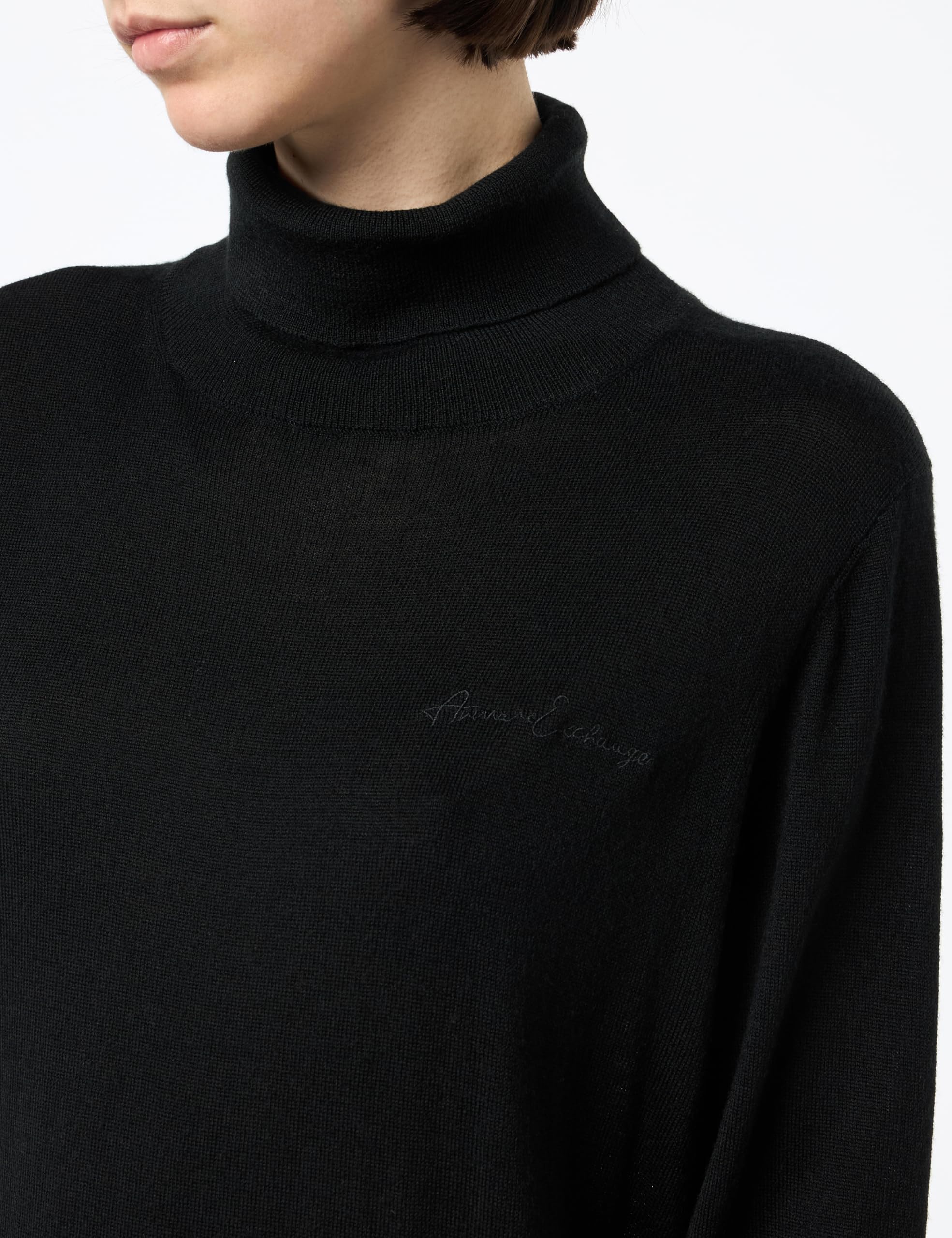 Armani Exchange Maglione Merino Wool Turtleneck con Logo Script Felpa Donna