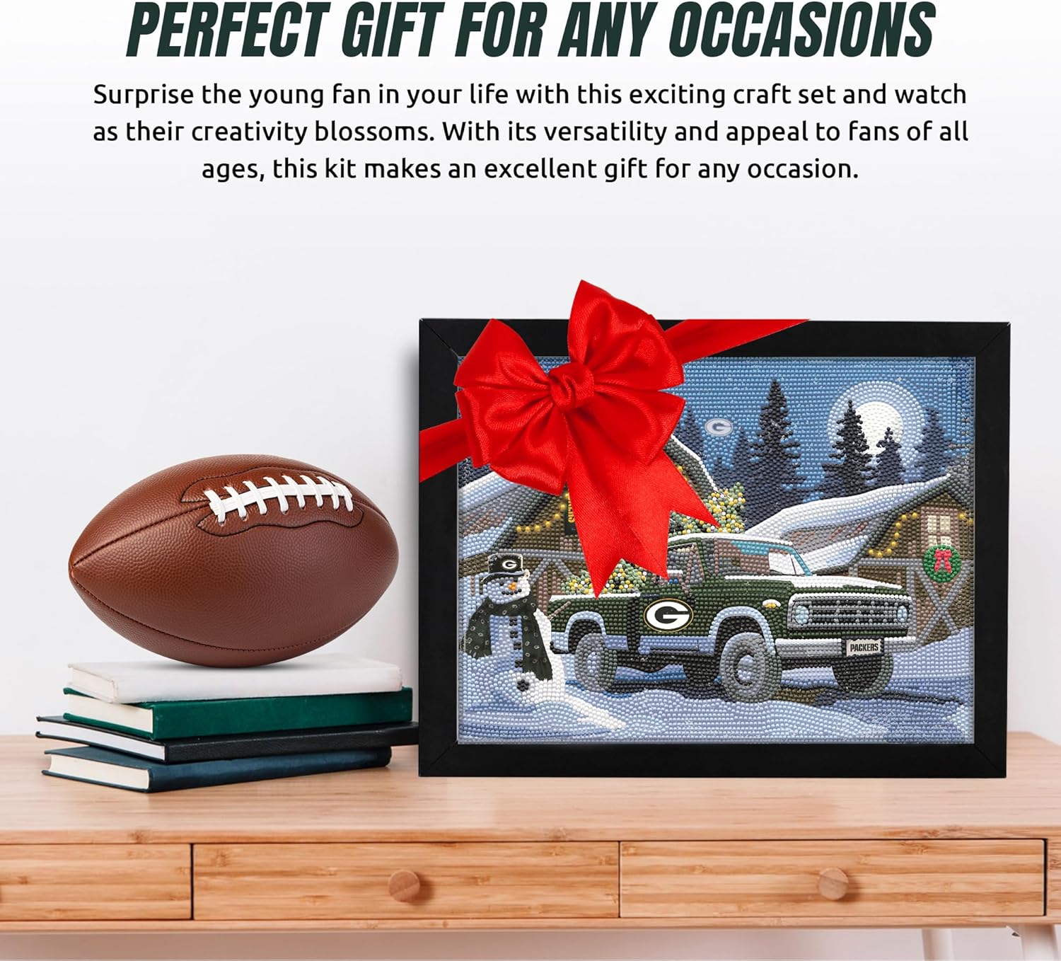 Sporticulture NFL Winter Farm Truck Green Bay Packers Diamond Painting Craft Kit – Officially Licensed DIY Fan Art, Includes Pre-Sorted Gems, Craft Tray with Instructions – Perfect for Framing