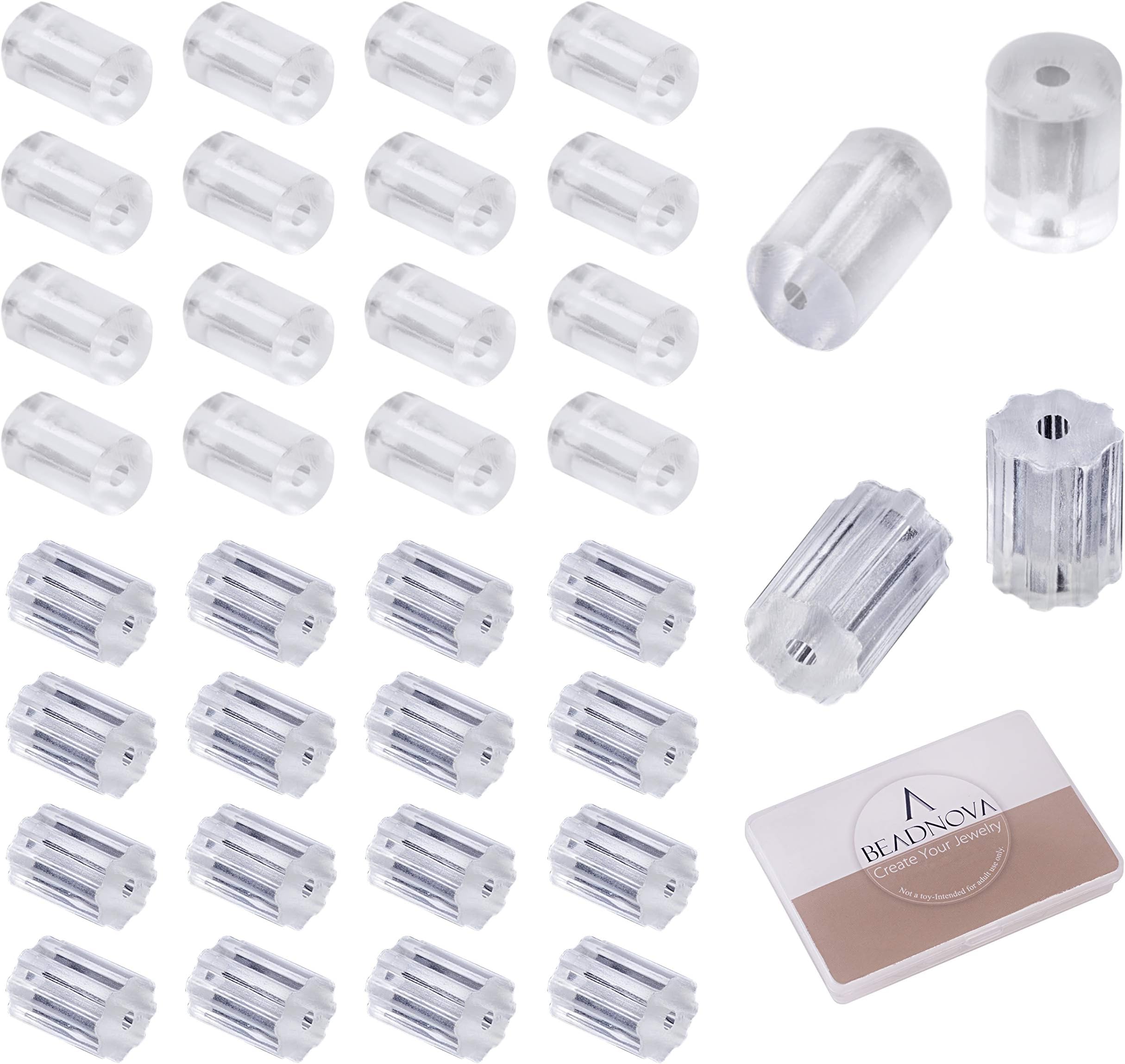 BEADNOVA Earring Backings for Hook Earring Silicone Clear Plastic Ear Stud Backs Rubber Pierced Earstud Stoppers Replacement Secure Hypoallergenic Safety Backs for Ear Studs (1000 pcs)