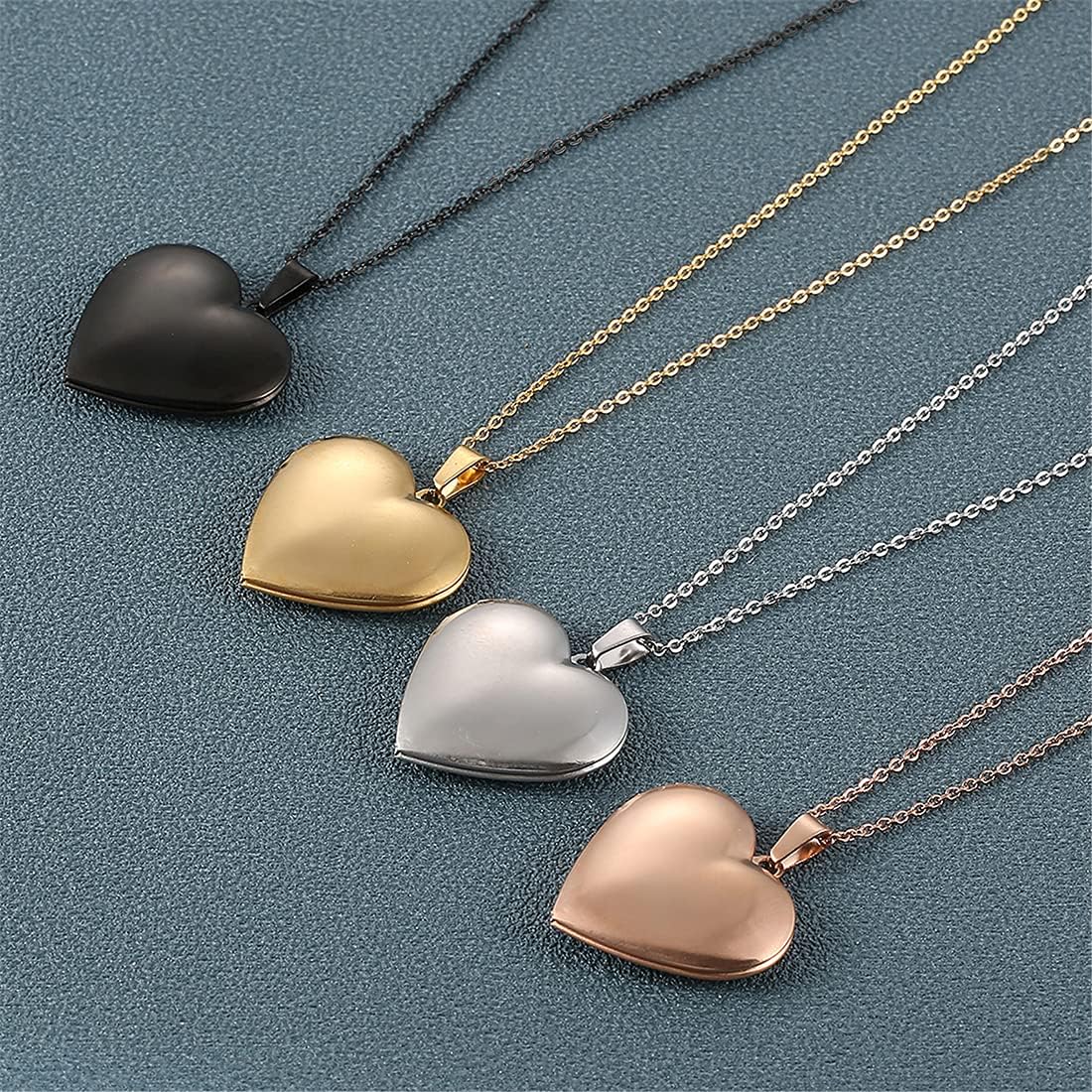 RWQIAN Personalized Heart Locket Necklace Custom Photo Locket Necklace for Women Picture Locket Pendant Necklace Engraved Any Text & Symbols Customized Lockets
