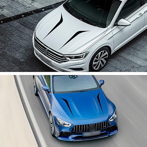 Miniatura 3 de TOMALL 2 piezas calcomanías de rayas para capó de automóvil de 39", para carreras de automóviles deportivas, falda lateral del cuerpo, techo, capó,