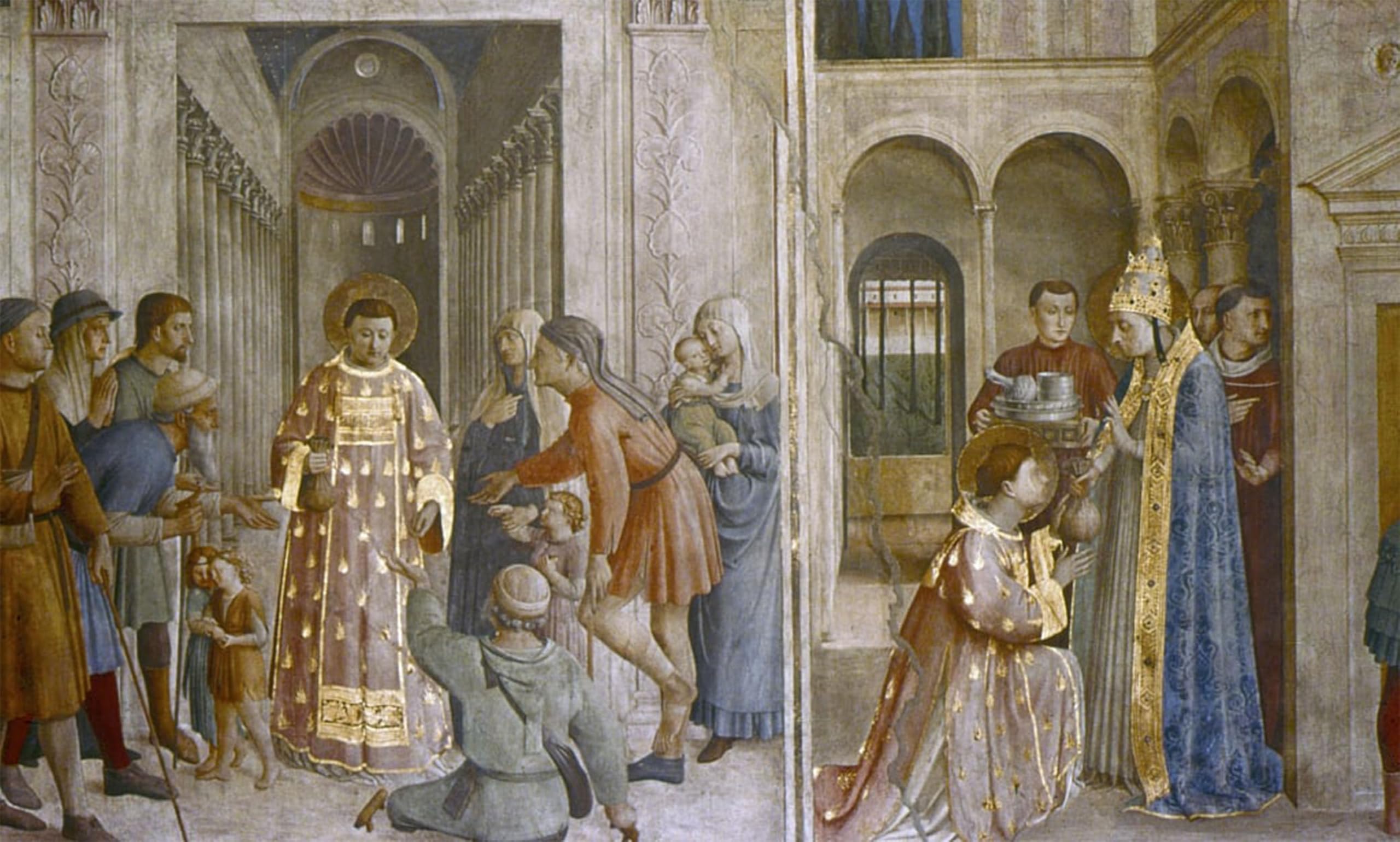 ARTXLXXBN Famous Painting Art Wall Decor Abstract Art Picture Pope Sixtus Ii Gives Church Treasure to St Laurence by Fra Angelico Animal Pictures for Home Decor 60x90cm