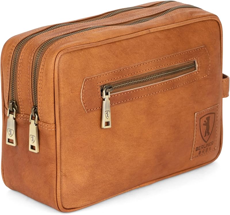 Necessaire de viagem BERLINER BAGS Paul em couro marrom, 2 compartimentos