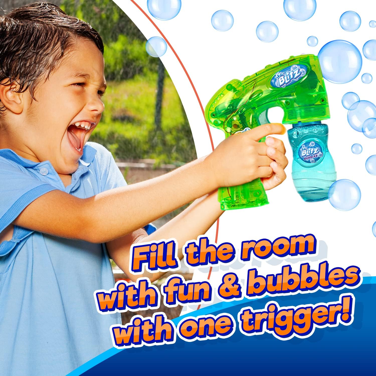 Blitz Light Up Bubble Blaster Bubble Guns (Colors May Vary) for Kids, Bubble Blower for Bubble Blaster Party Favors, Summer Toy, Outdoors Activity, Easter, Birthday Gift 26399-1A