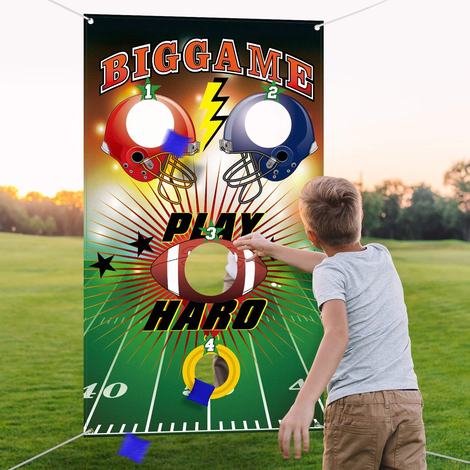 Football Toss Game with 3 Bean Bags, Indoor and Outdoor Bean Bag Toss