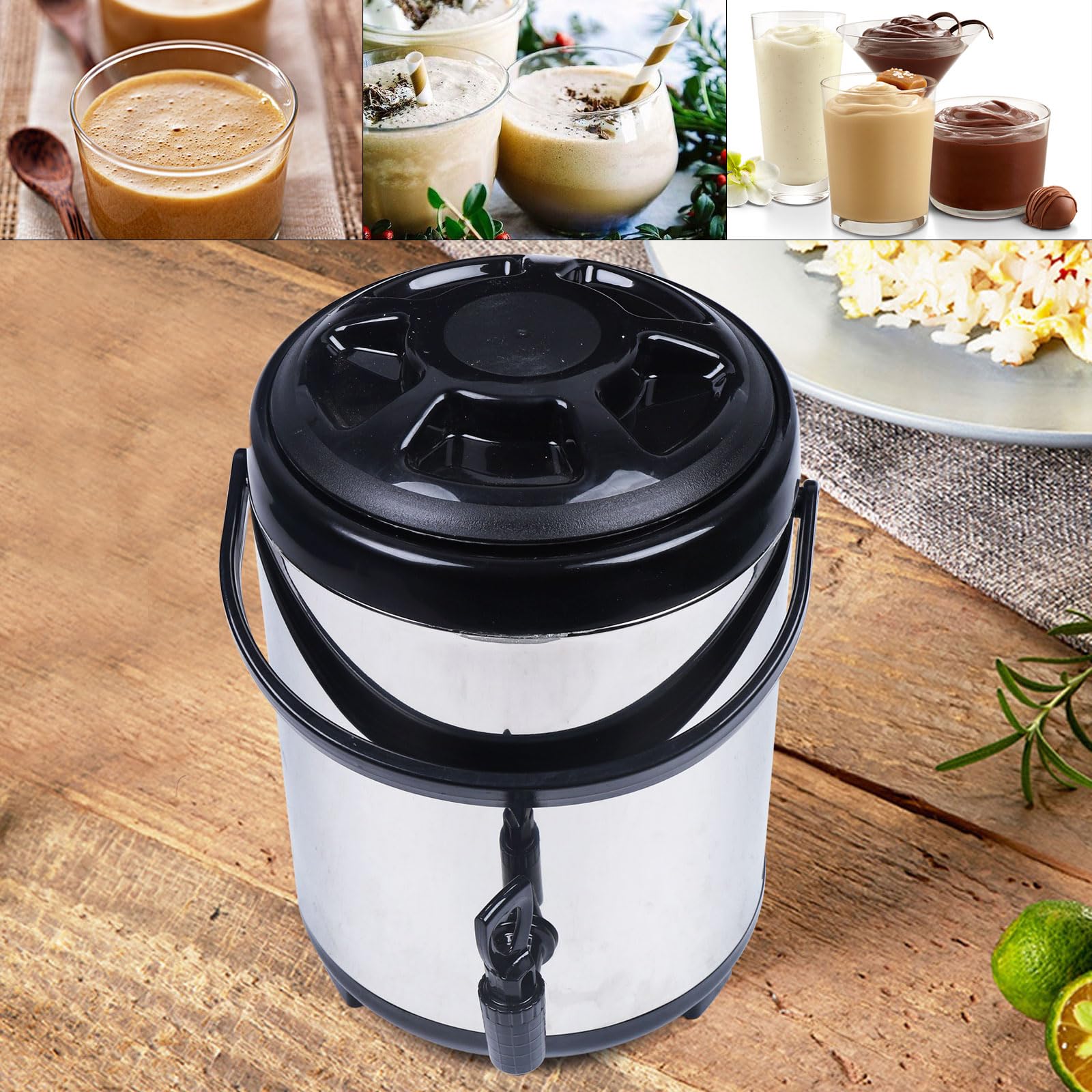 Dispensador de bebidas con grifo, recipiente de acero inoxidable aislado para bebidas calientes/frías, café, té, leche, termo duradero para zumos y catering, servir cerveza