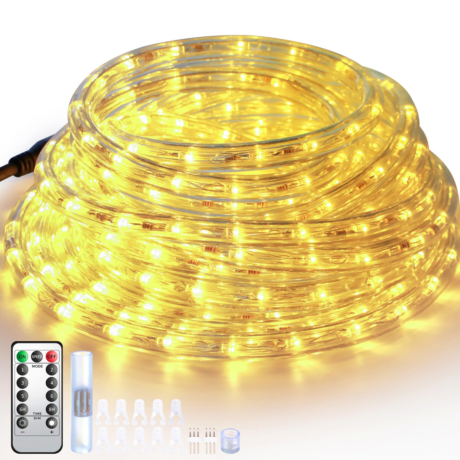 kefflum Led-Lichtslang Voor Buiten, 12 Meter Lichtstrip 432 Leds, Waterdicht, Voor Binnen en Buiten Voor Kerstmis Hek Dak Decoratieve Verlichting, Ip65, Warm Wit