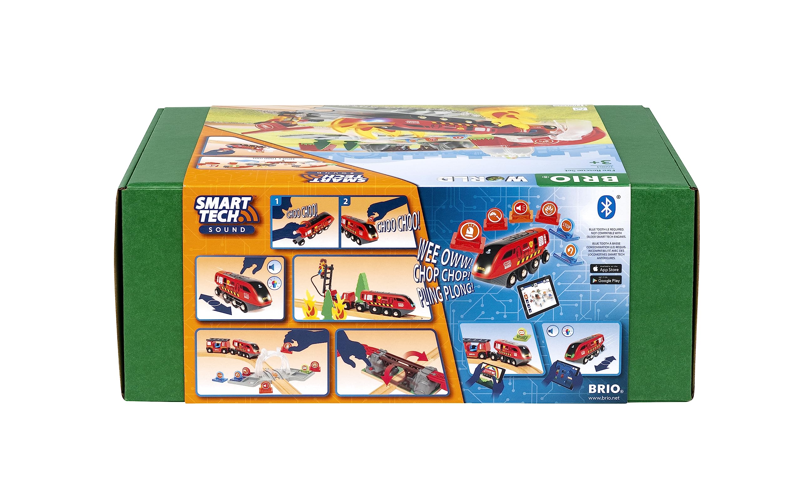 BRIO World 36004 - Smart Tech Sound Feuerwehreinsatz-Rettungsset - 41-teiliges Feuerwehrset mit batteriebetriebener Spielzeuglok für Kinder ab 3 Jahren