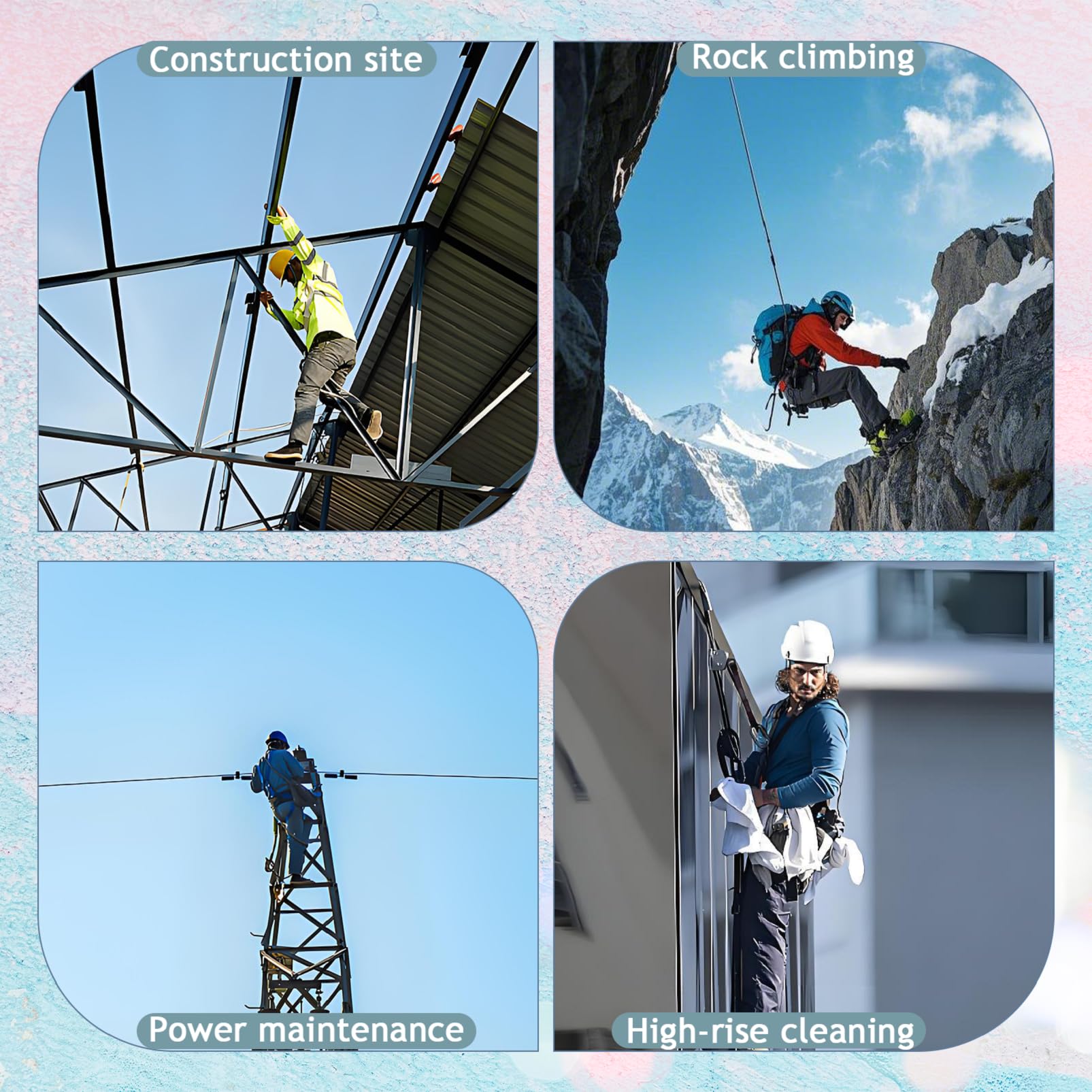 Imbracatura di Sicurezza Anticaduta Tetto, Dispositivo Anticaduta Retrattile Certificato 10 mt, 150kg Dispositivo Retrattile di Sicurezza Anticaduta Tetto/Lavoro Aereo (Giallo)