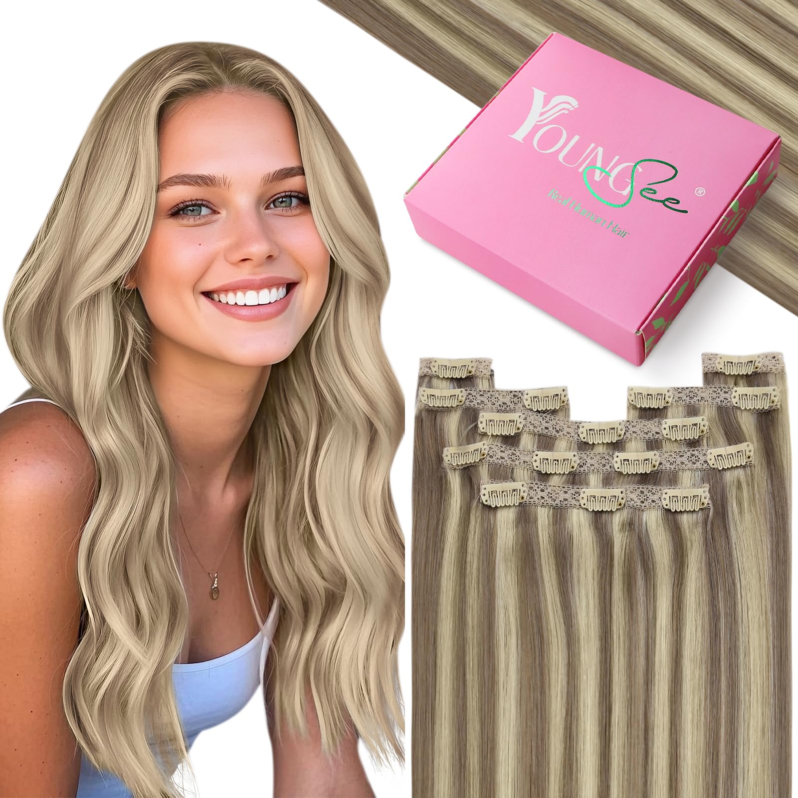 YoungSee Tape Hair Extensions Platinum Blonde 16In Tape in Hair Extensions Real Human Hair for Women 20pcs 50g Easy to Wear Hair Tape-in Extensions Blonde — view 45