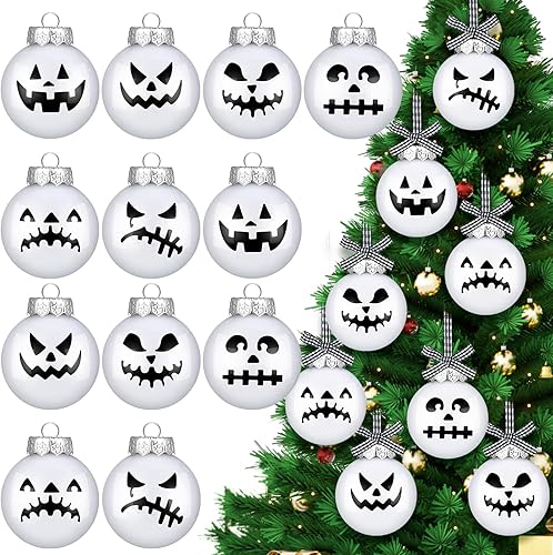 Miniatura 1 de 24 adornos de bola de Halloween para árbol, decoraciones de Halloween, adornos de pesadilla de Navidad, decoraciones de bola fantasma, decoración de