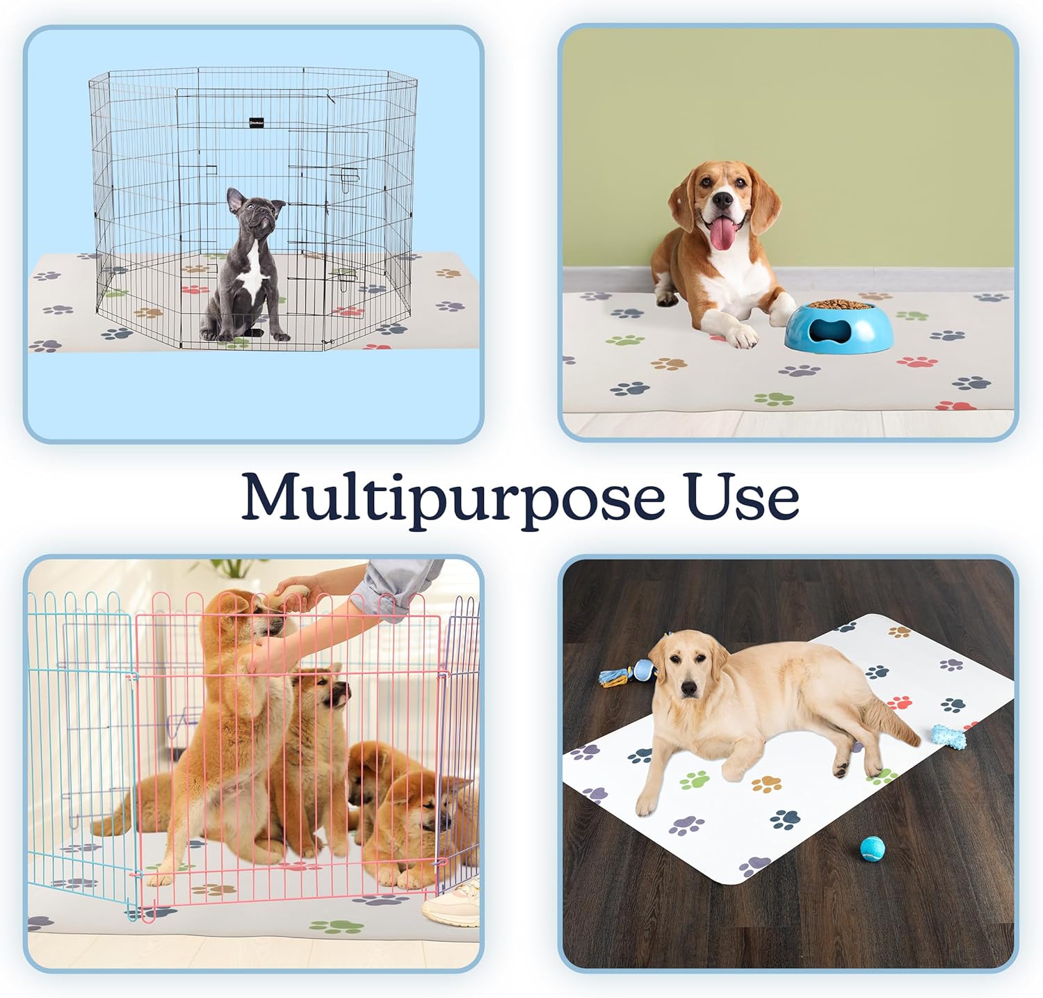 Dog Mat for Food and Water, Crate Pad, and Floor Protector - 55” x 28” Extra Large PVC Memory Foam Pad with Non-Slip Bottom - Stain, Scratch, and Water-Resistant Floor Mat by PETMAKER (Dog Bones)