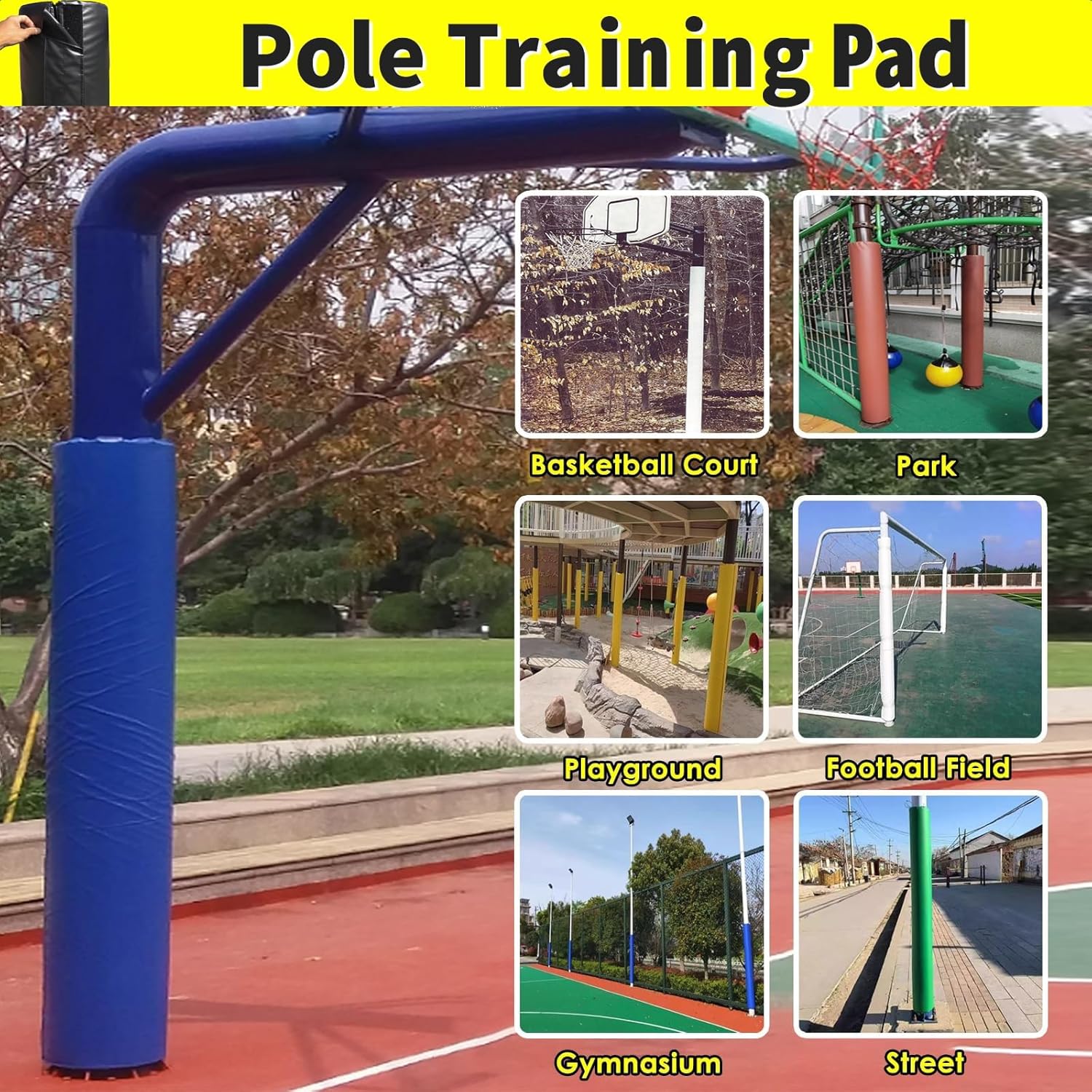 Basement Pole Padding, Pole-Dia 2in (Pole-Circ 6.3in) Safety Protection, H 4FT Heavy Duty & Waterproof, Black Wrap Around Design for Basement, UV-Resistant & Secure Fit for Collision Prevention