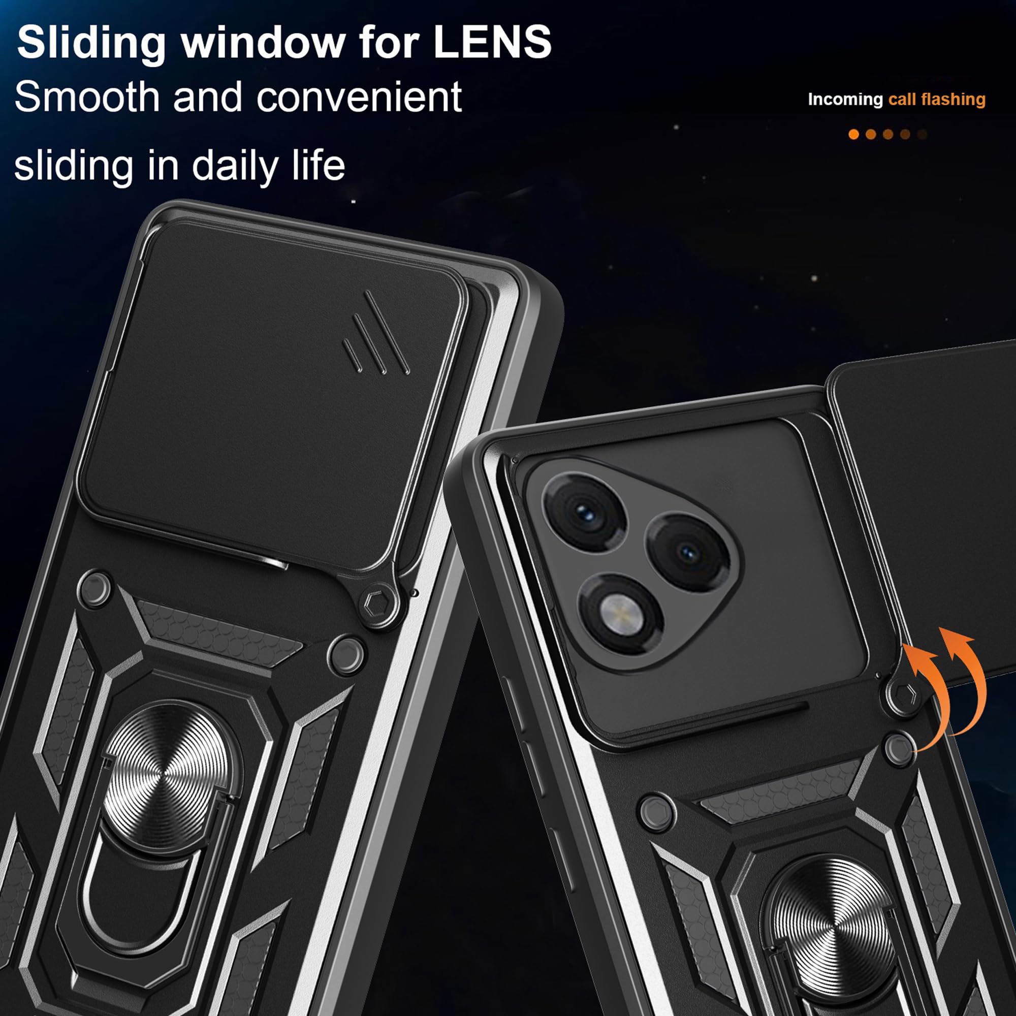 Custodia Con Protezione Fotocamera E Anello Magnetico Per Honor 90 / 200 / 400 Pro Lite - Resistente