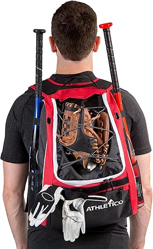 Miniatura 4 de Athletico - Mochila para bate de béisbol, mochila para equipamiento y accesorios de béisbol, T-Ball y sóftbol para jóvenes y adultos  Para guardar