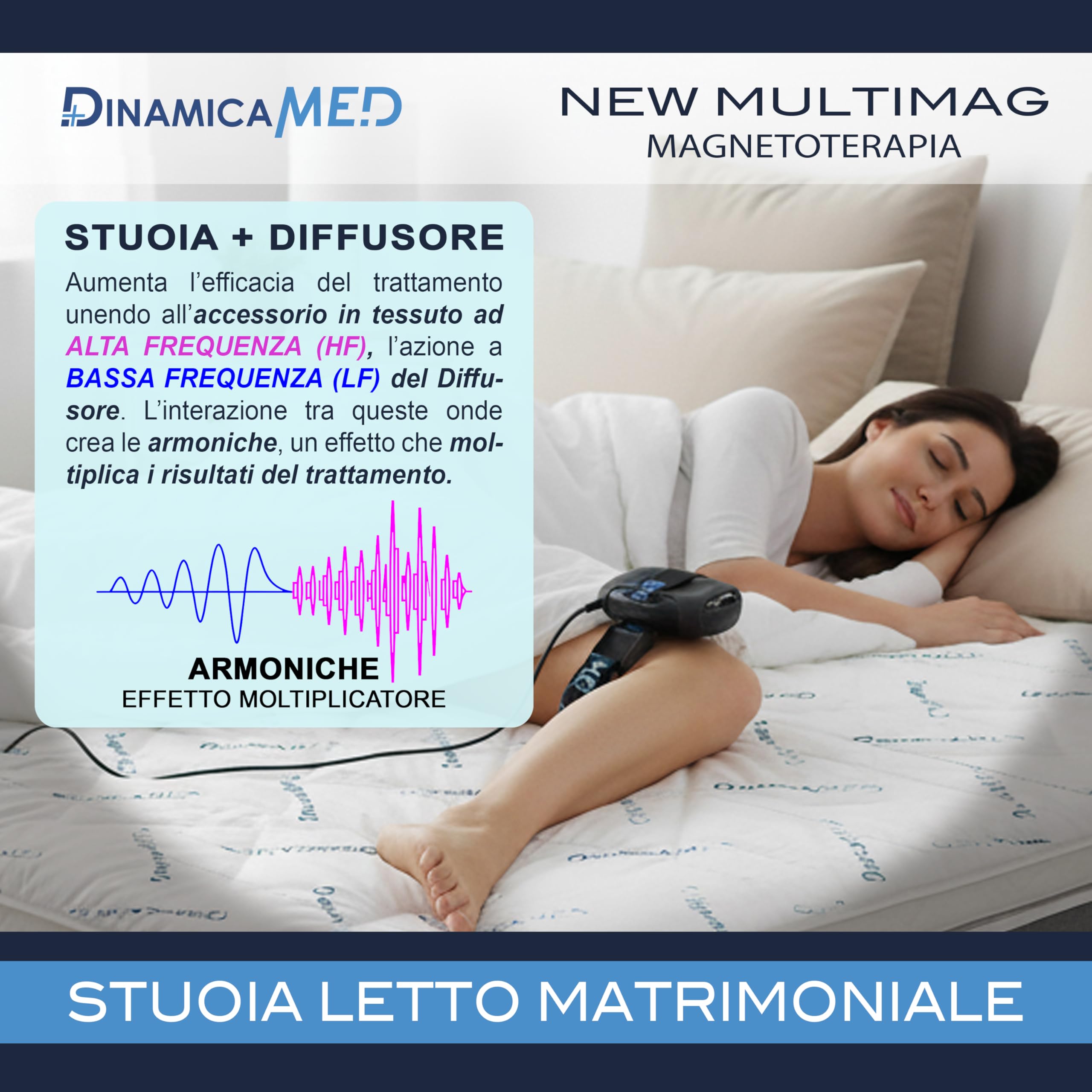 Dinamicamed New MultiMag PRO 7.0 Apparecchio per Magnetoterapia, Magnetoterapia con 2 Diffusori in Bassa Frequenza (LF) e Stuoia 160x190 ad Alta Frequenza (HF)