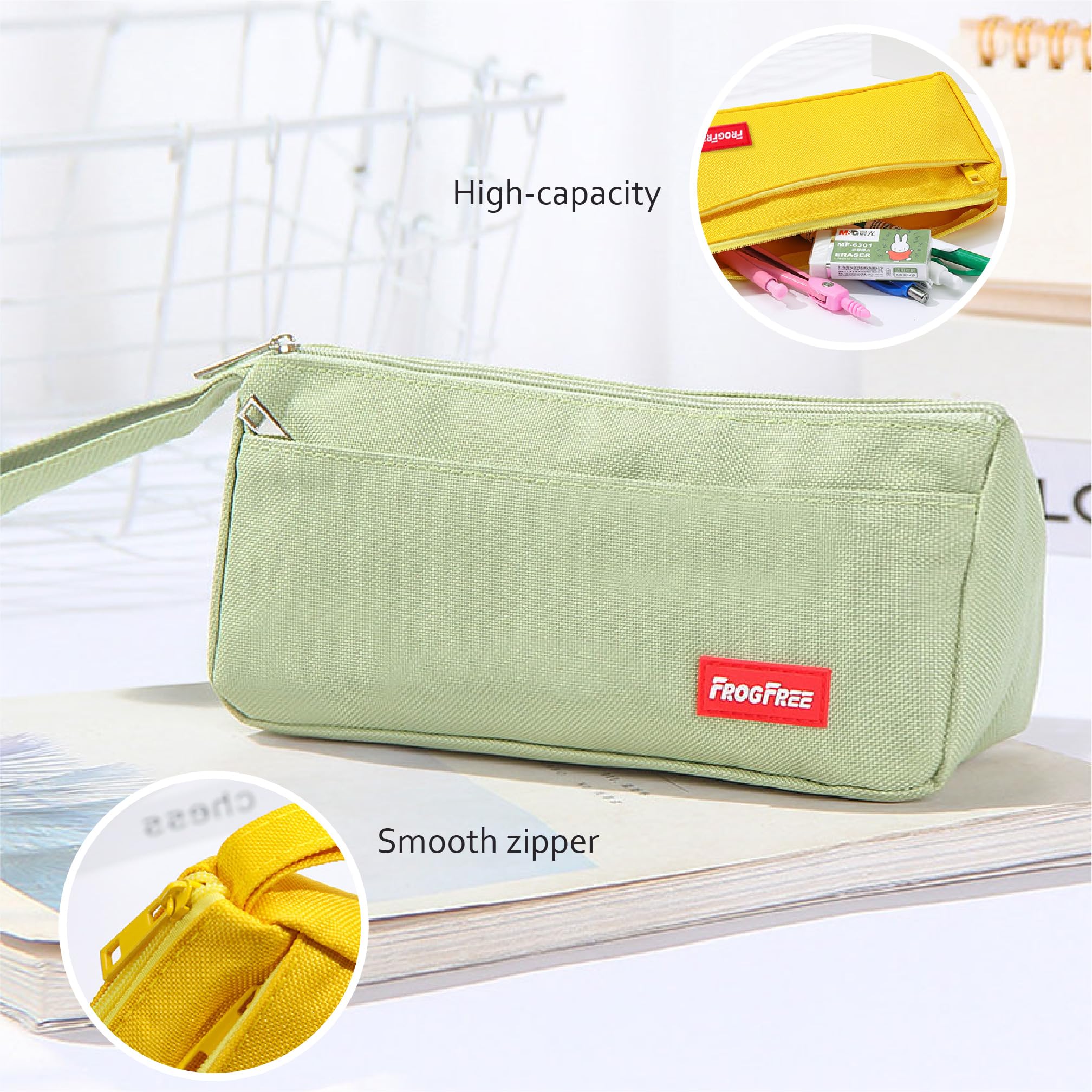 Morandi Color - Set di 45 articoli scolastici con quaderno, penne a sfera a inchiostro gel, astuccio, porta badge identificativo, penne fluorescenti, matita, gomme, clip, metro a nastro