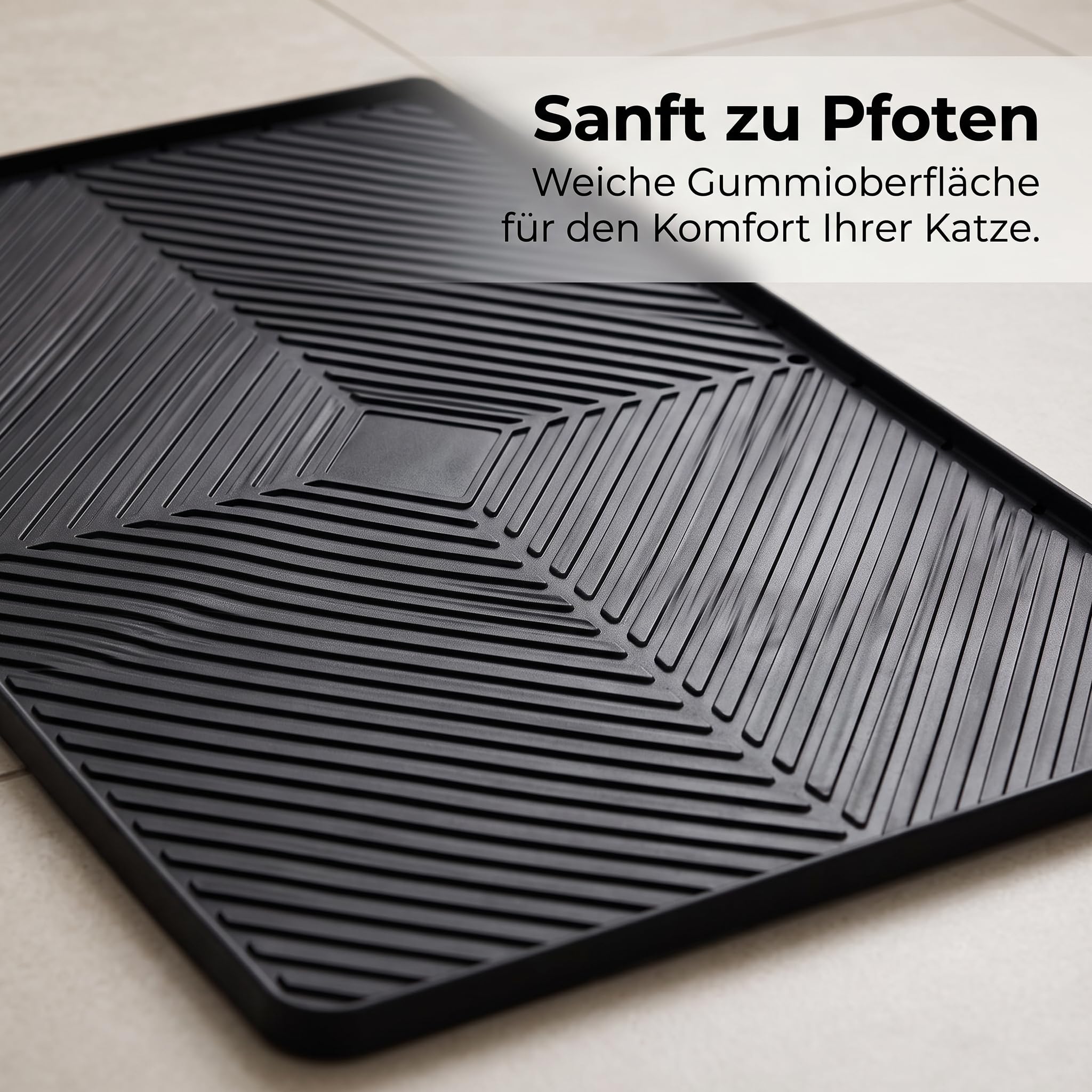 Colcolo Antirutsch Tierstreu Matte mit Rillenprofil Und Robustem Material für Langlebigen Einsatz in Mehreren Räumen für Katzenliebhaber Und Kleintierhalter, Grau, 71x56x2cm