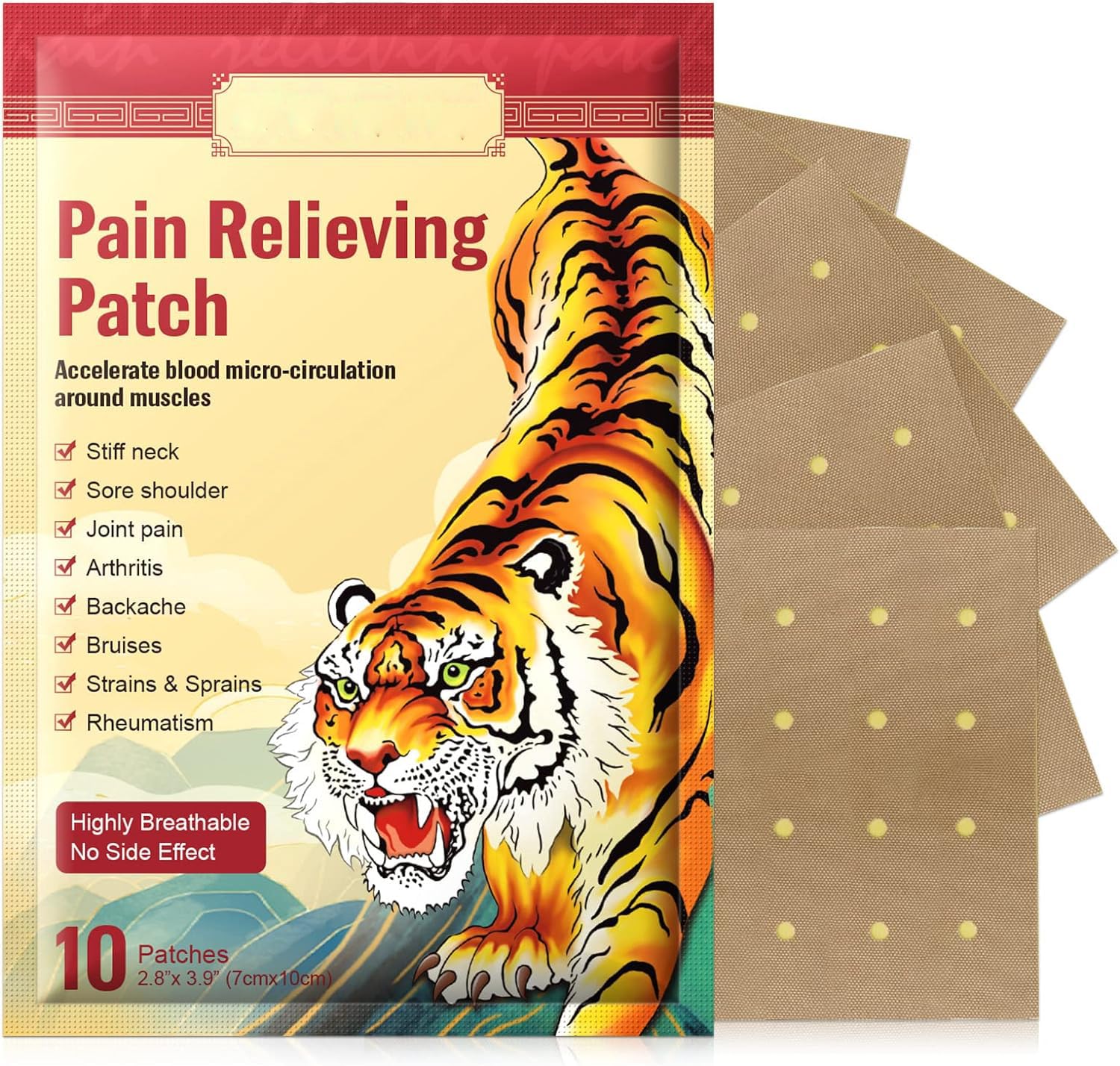 Pain Relief Patches (20 Patches), Chinese Tiger Patch, Tiger Balm for All Parts of Body, Shoulder Pain, Back Pain, Knee Pain, Arthritis Pain, Bone Pain Relief Back Pain Patch, Targeted Pain Relief