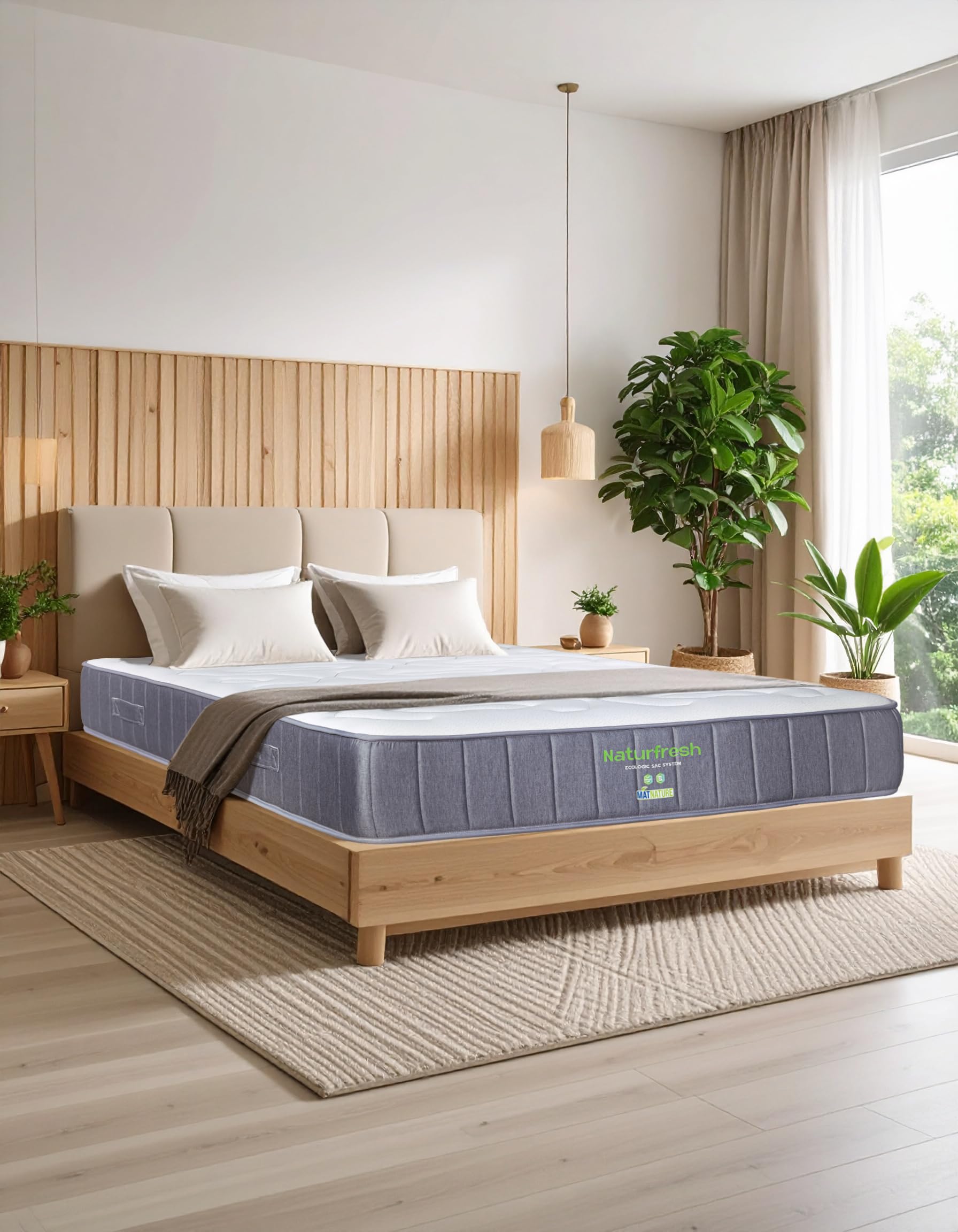 Matnature Naturfresh 90x180– Colchón Viscoelástico con Muelles Ensacados | Altura 22 cm | Máximo Confort | Transpirable, Antiácaros, Ergonómico, Firmeza Media-Alta | 1 Almohada de Regalo