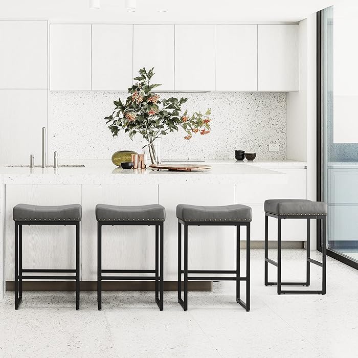 Buy Counter Height Bar Stools,LUE BONA 24" Square Saddle BarStools Set