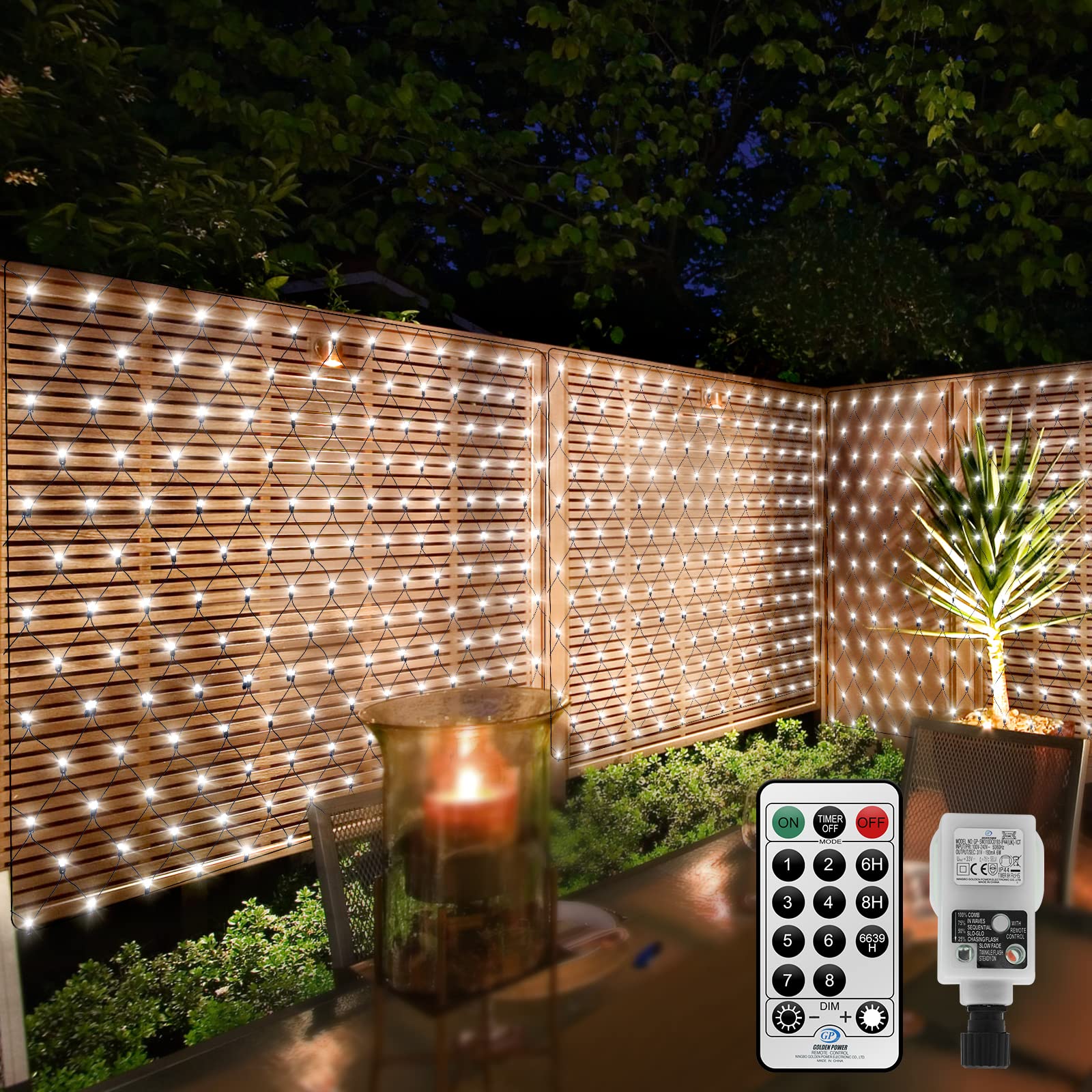 CORST 3X2M 200LED Lichternetz Außen für Bushes, Lichterkette Netz Inner Lichterkette Wasserdicht Lichtervorhang Wasserfest Verknüpfbar mit Fernbedienung & Timer 8 Modi für Baum Garten(Weiß)