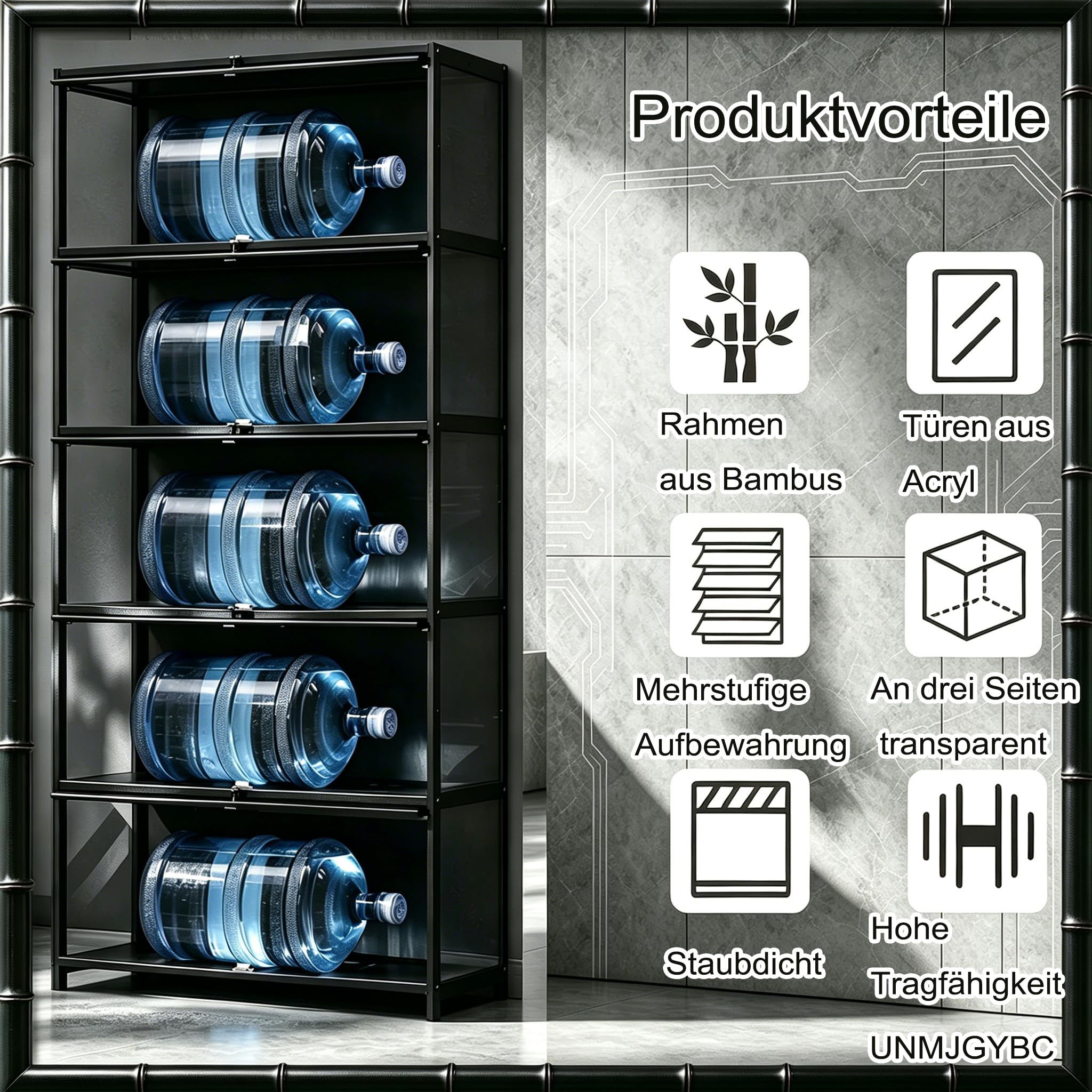 Modernes Regal mit Acryltüren und verstellbaren Böden, staubdichter Display-Schrank für Sammelstücke, Gaming-Equipment und dekorative Gegenstände zu Hause Schwarz 1 Etage/70× 33×40cm