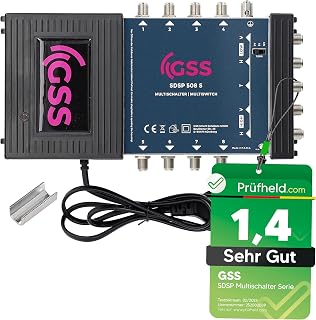 [ Test SEHR GUT *] GSS 5/8 Multischalter für Quattro & Quad LNB, Multiswitch für 1 Satelliten & 8 Teilnehmer (TV, Sat Receiver), Matrix Sat Verteiler, HD 4K Digital, für Schüssel Spiegel Antenne