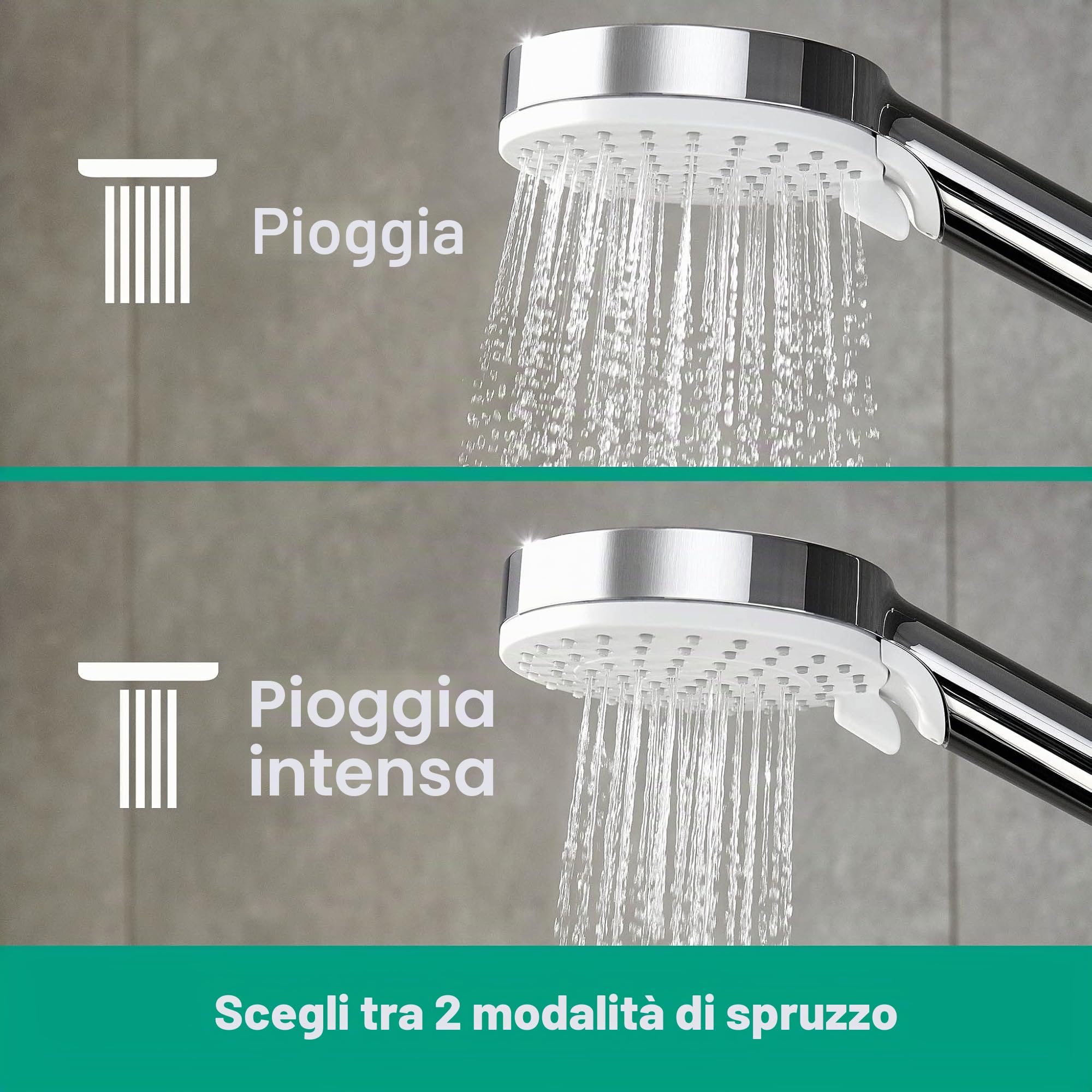 hansgrohe Crometta S - Colonna doccia con miscelatore termostatico, Sistema doccia (⌀ 240 mm) con rubinetto, doccetta (2 getti), tubo, asta e soffione doccia tondo (1 getto), cromo, 27267000