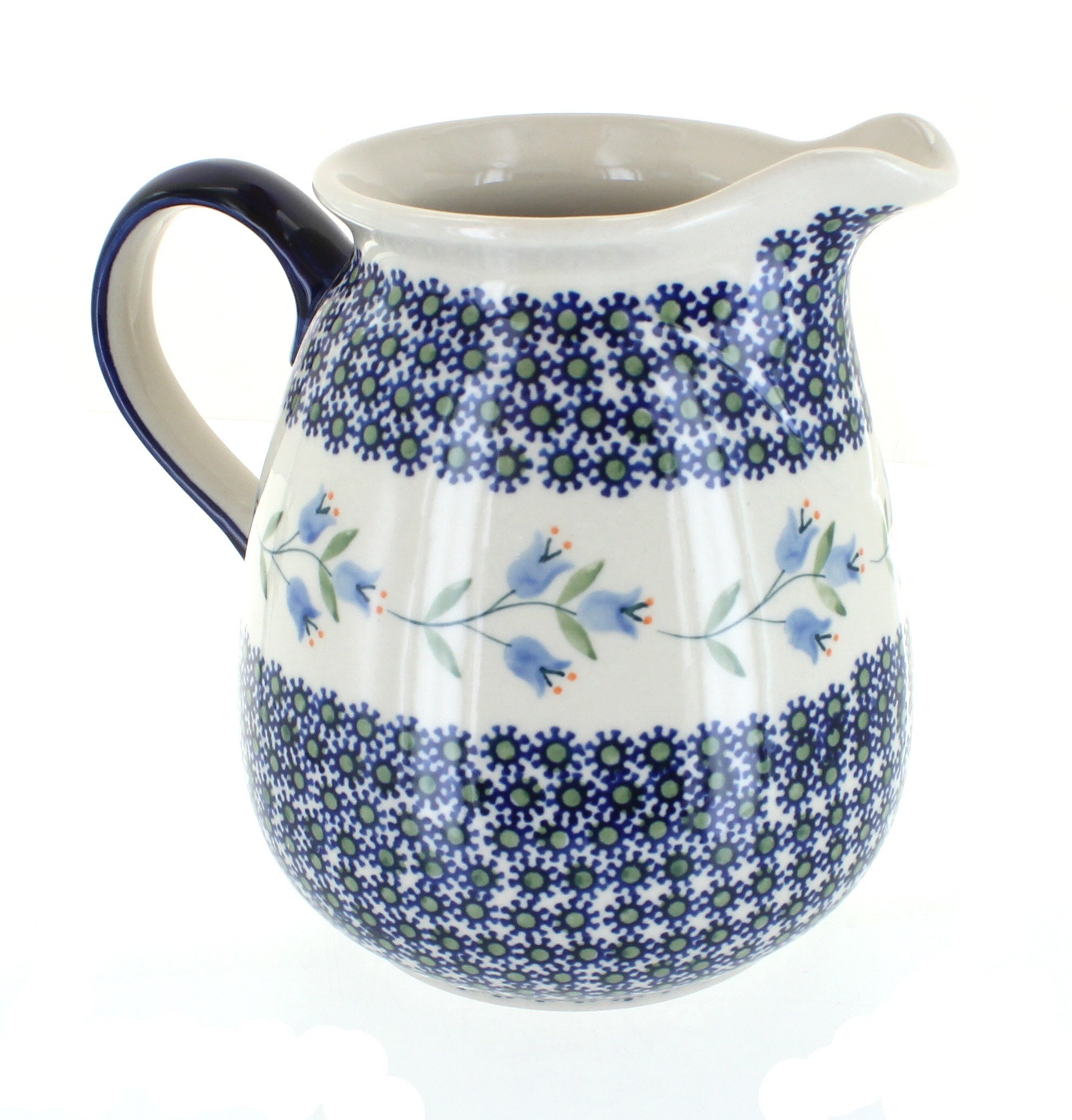 Blue Rose Polish Pottery Tulip Pitcher